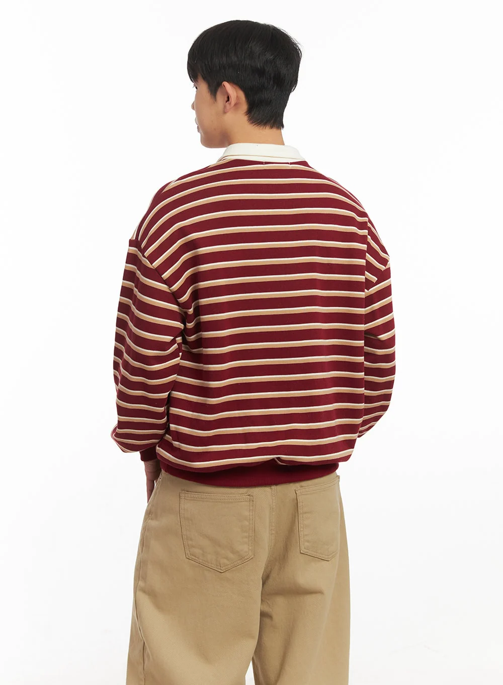 Men's Striped Collared Sweatshirt IM514 - Image 7