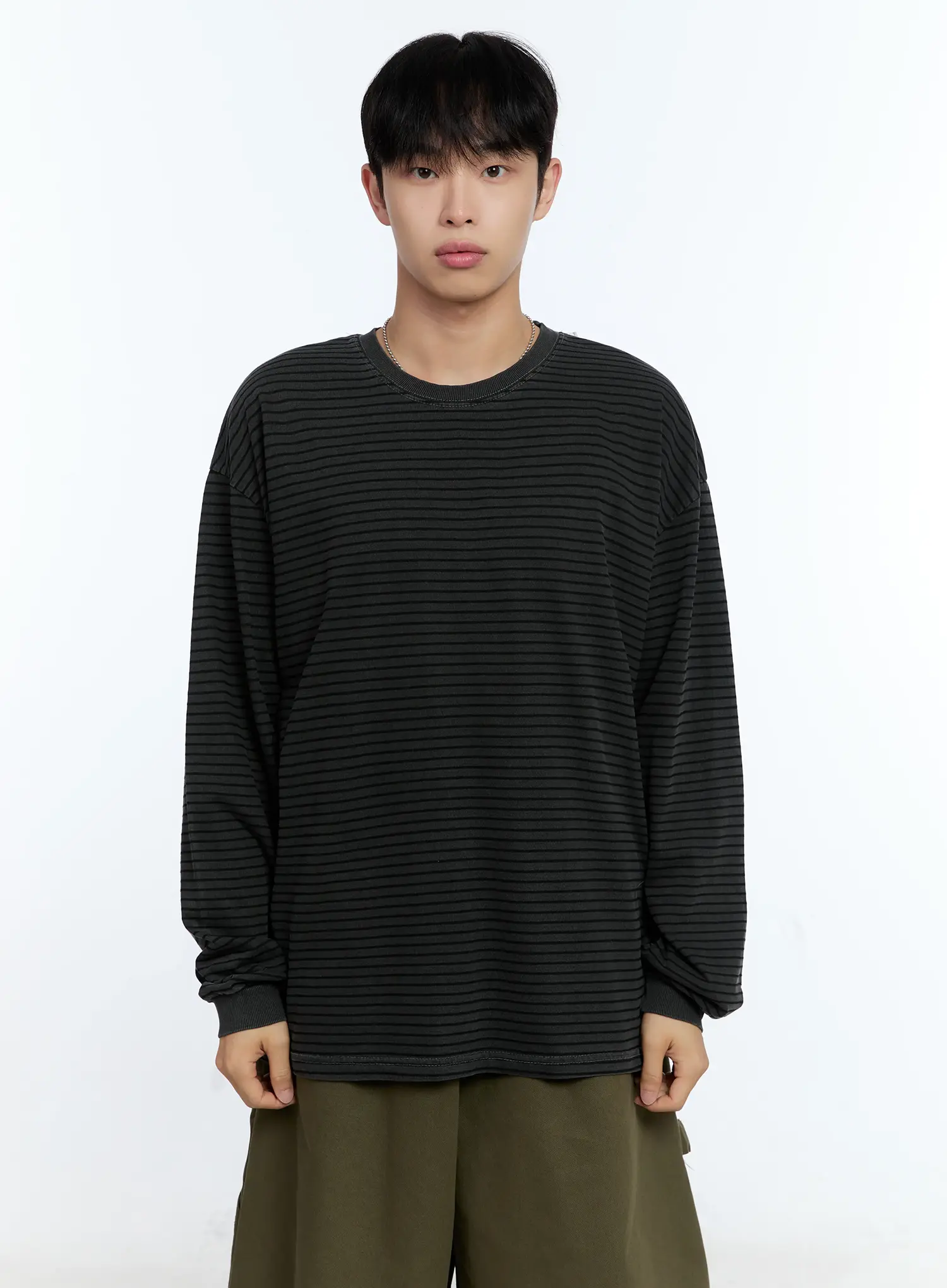 Men's Striped Crewneck Long Sleeve T-Shirt IG519 - Image 14