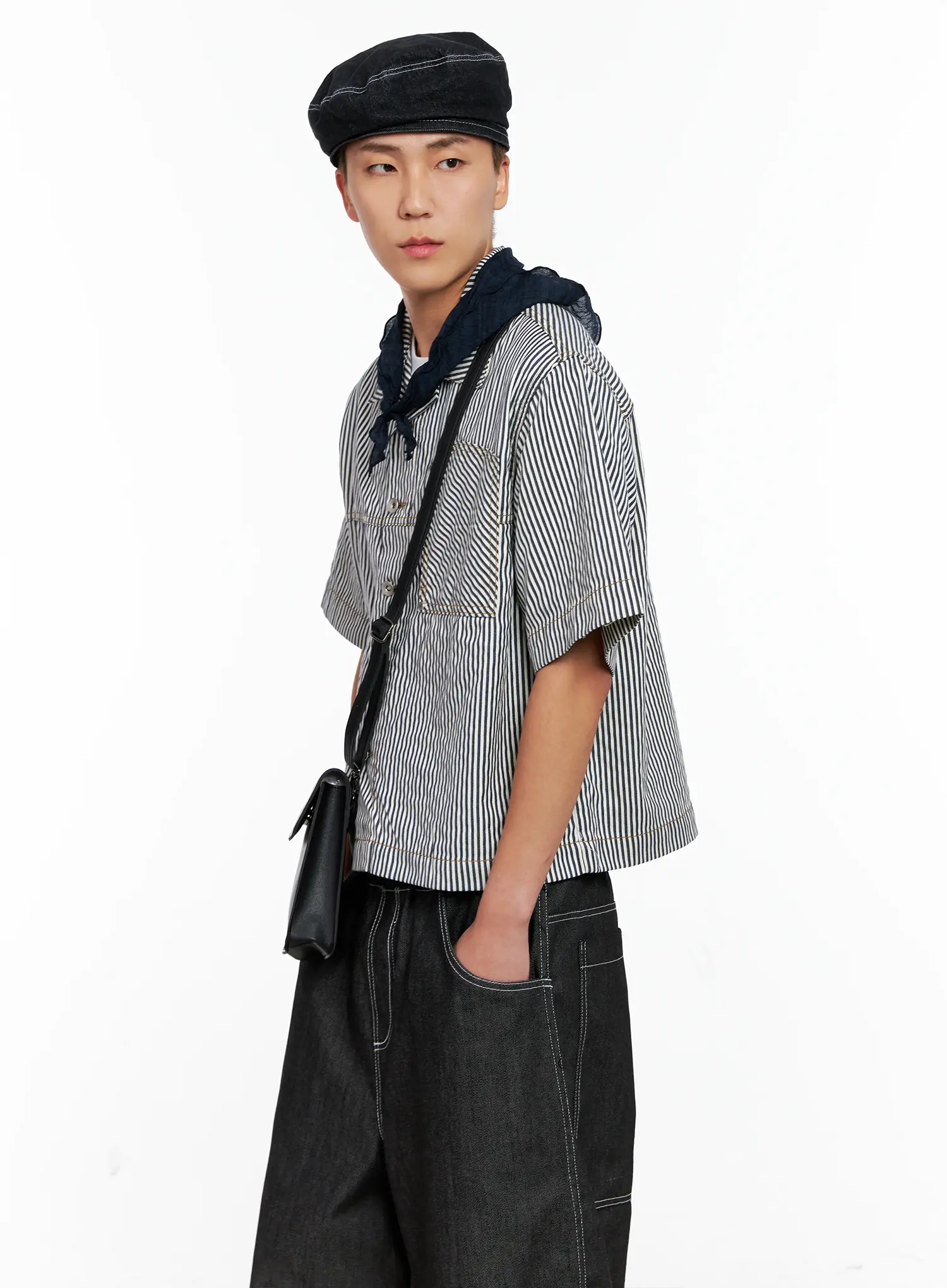 Men's Striped Cropped Jacket IG508 - Image 12