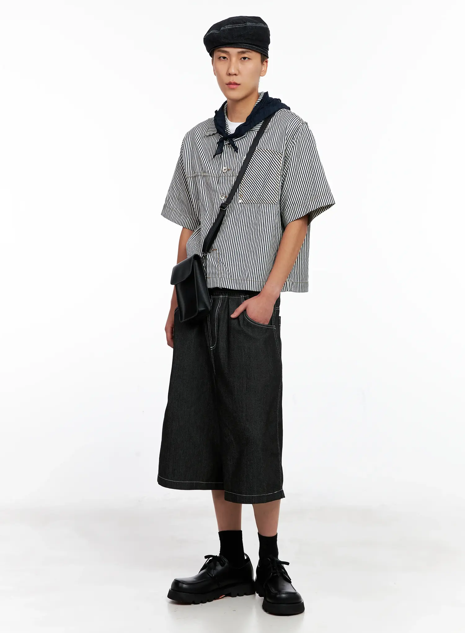 Men's Striped Cropped Jacket IG508 - Image 13