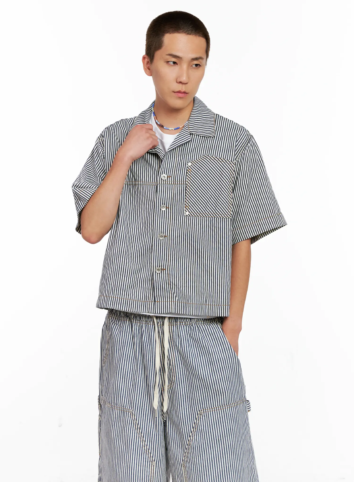 Men's Striped Cropped Jacket IG508 - Image 15