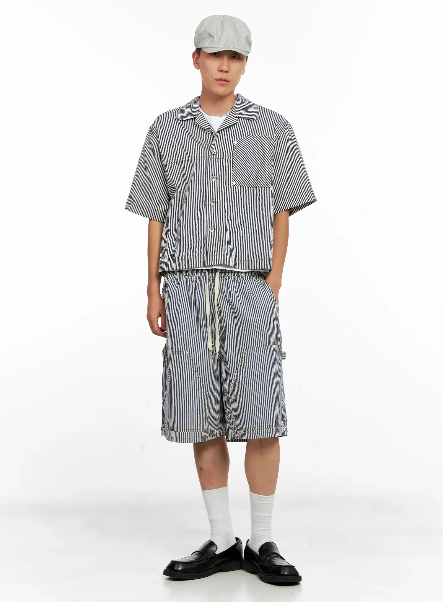 Men's Striped Cropped Jacket IG508 - Image 16