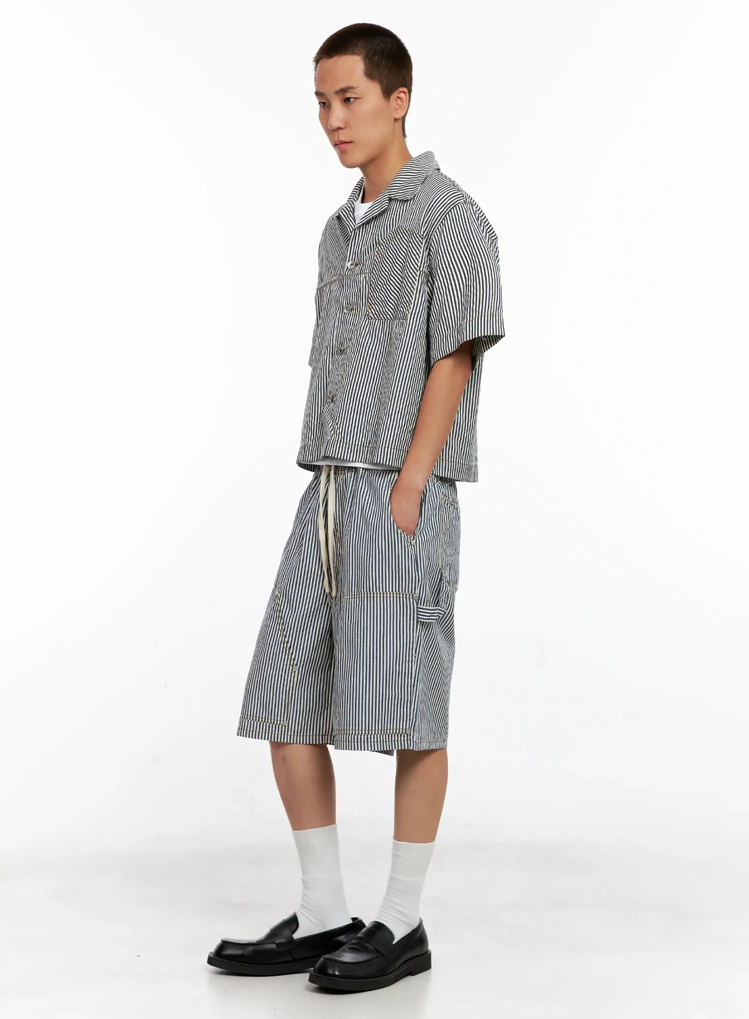 Men's Striped Cropped Jacket IG508 - Image 17