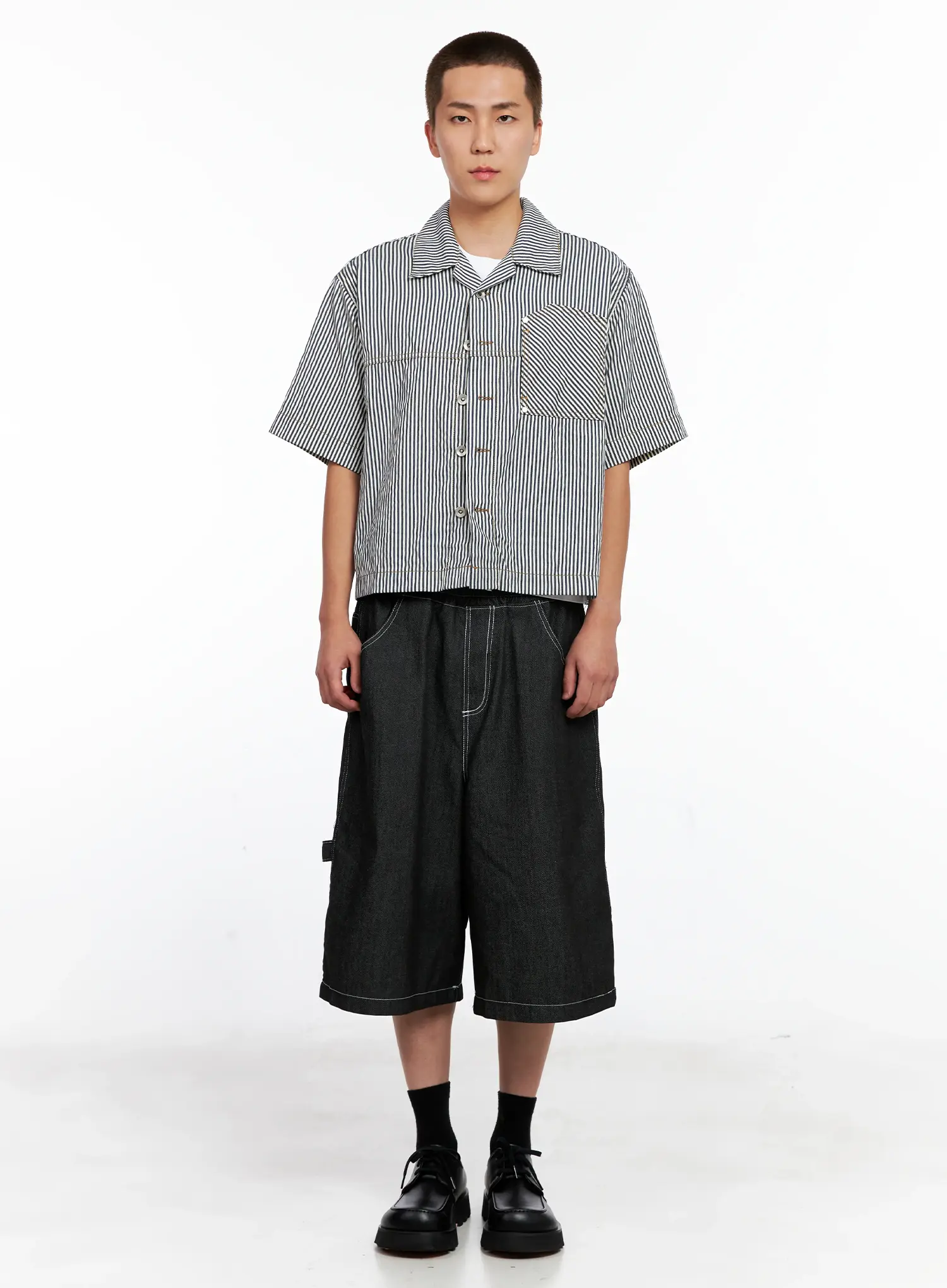 Men's Striped Cropped Jacket IG508 - Image 3