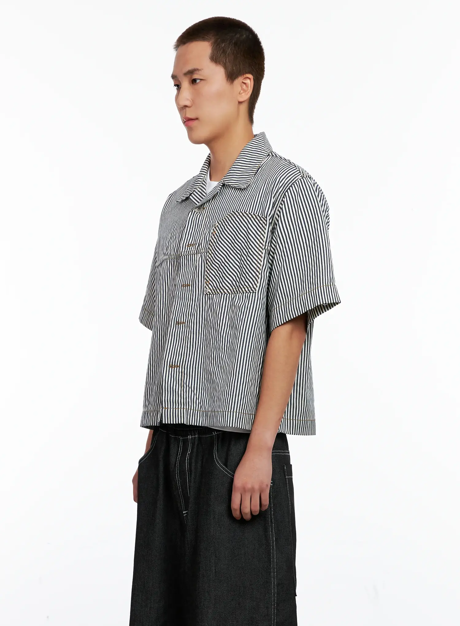 Men's Striped Cropped Jacket IG508 - Image 4
