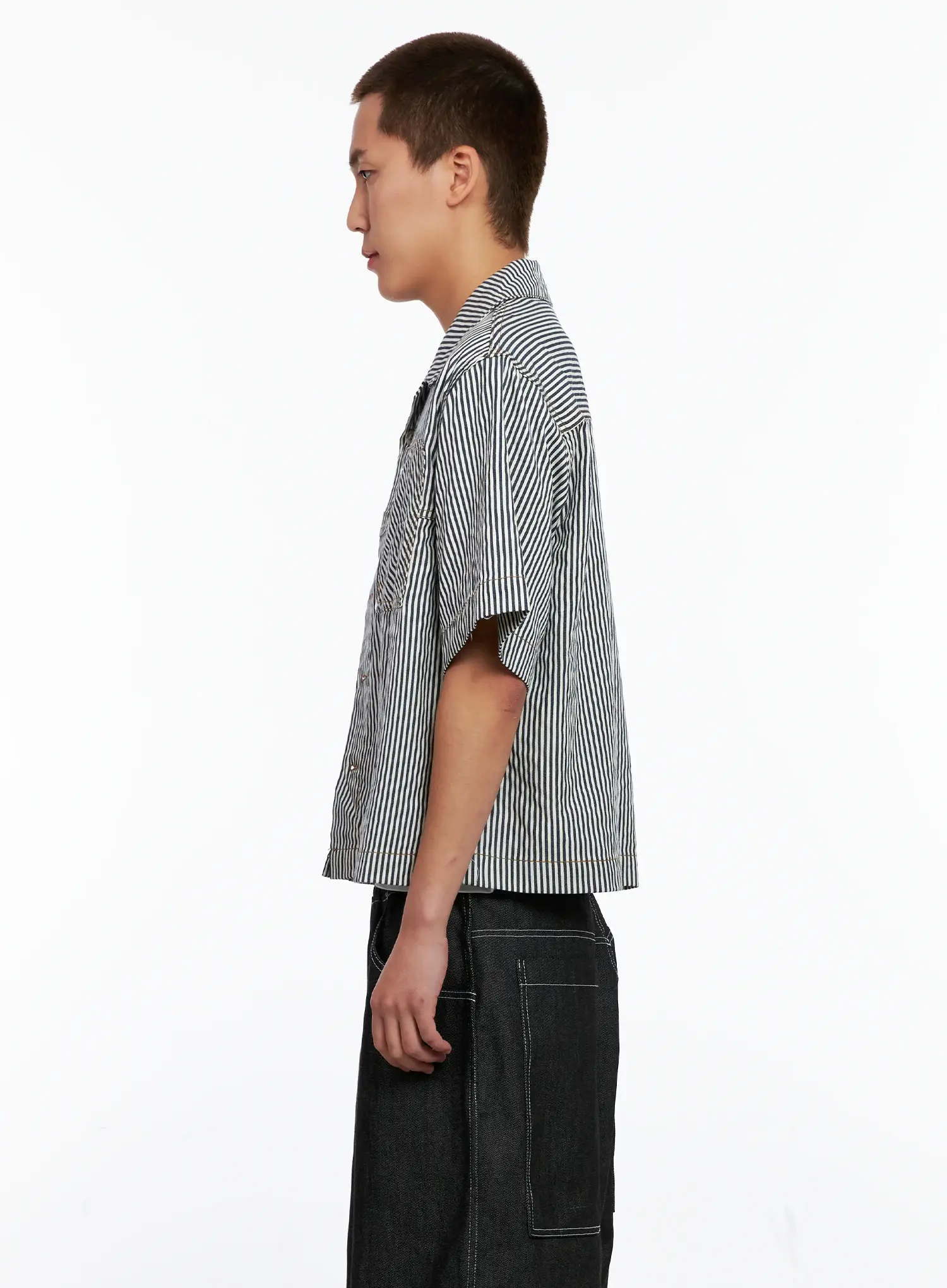 Men's Striped Cropped Jacket IG508 - Image 5