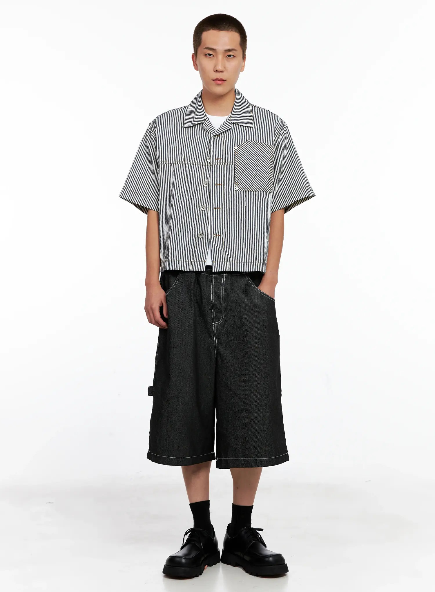Men's Striped Cropped Jacket IG508 - Image 7