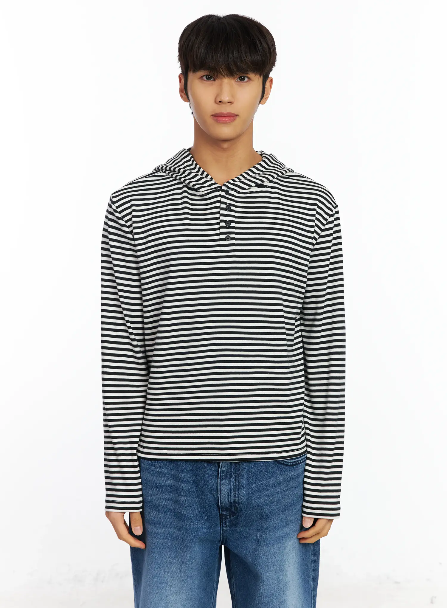 Men's Striped Henley Neck Long Sleeve IF506 - Image 14