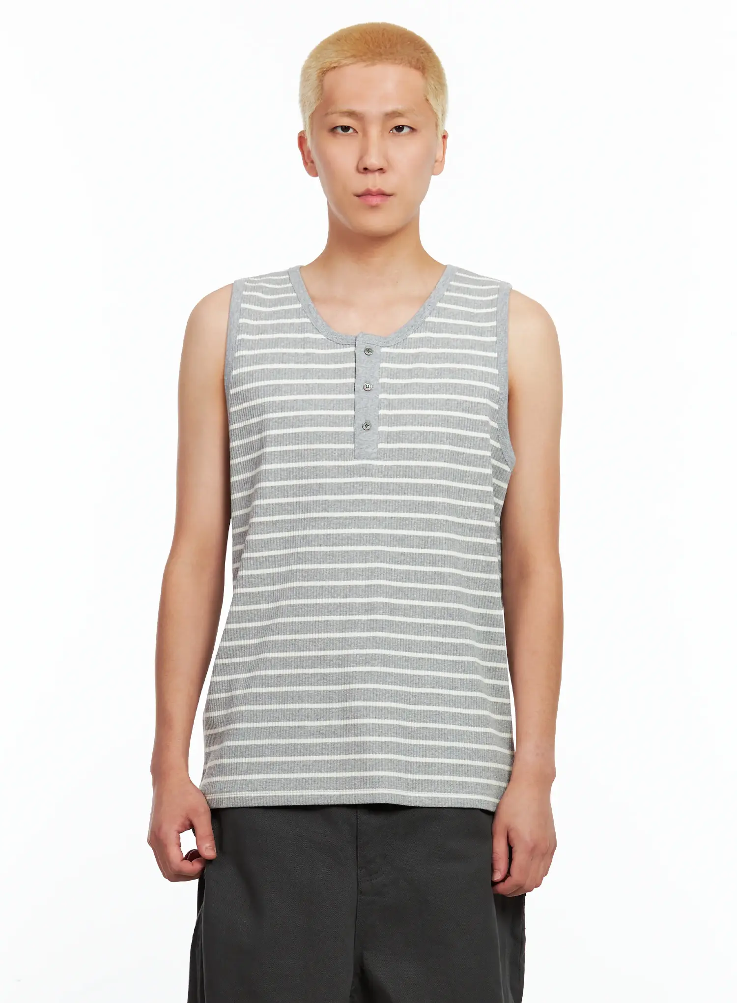 Men's Striped Henley Tank Top IL511 - Image 17