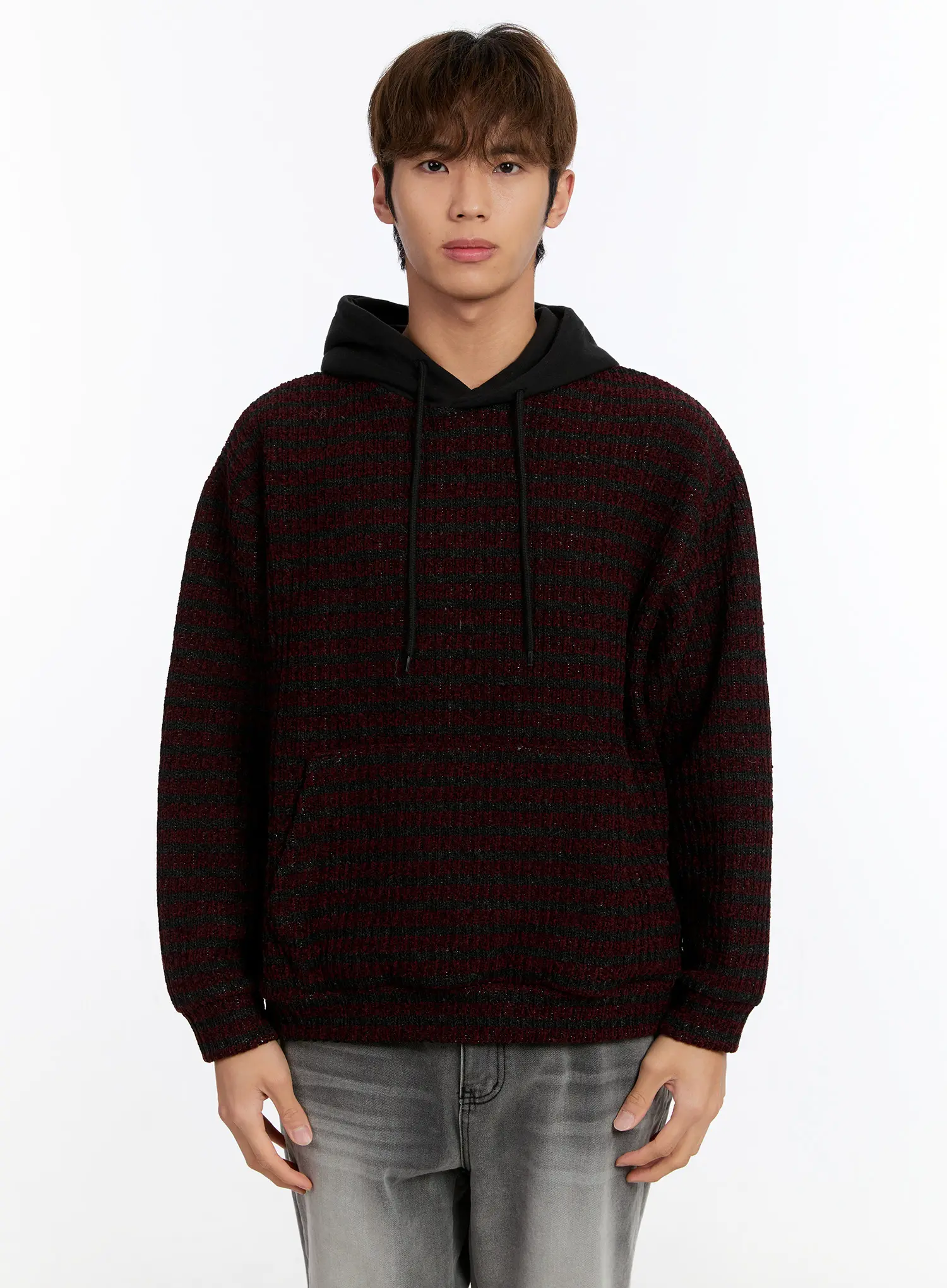 Men's Striped Knit Hoodie IN528 - Image 10