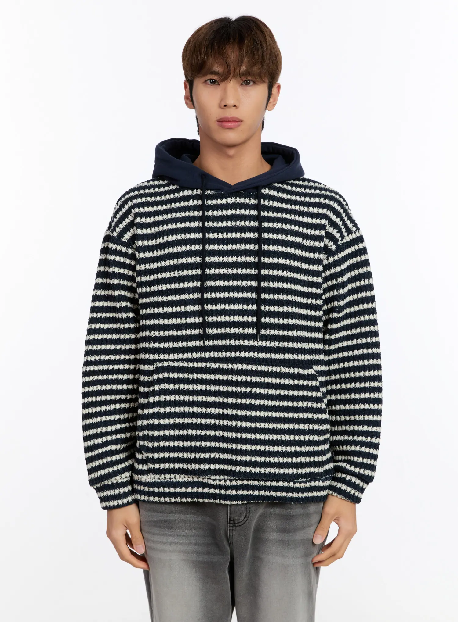Men's Striped Knit Hoodie IN528 - Image 11