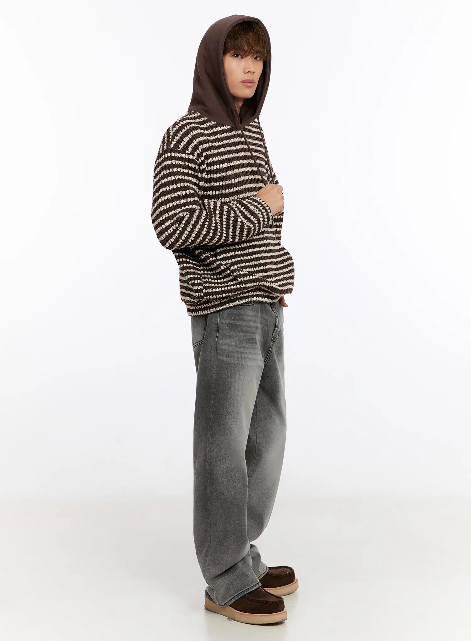 Men's Striped Knit Hoodie IN528 - Image 2