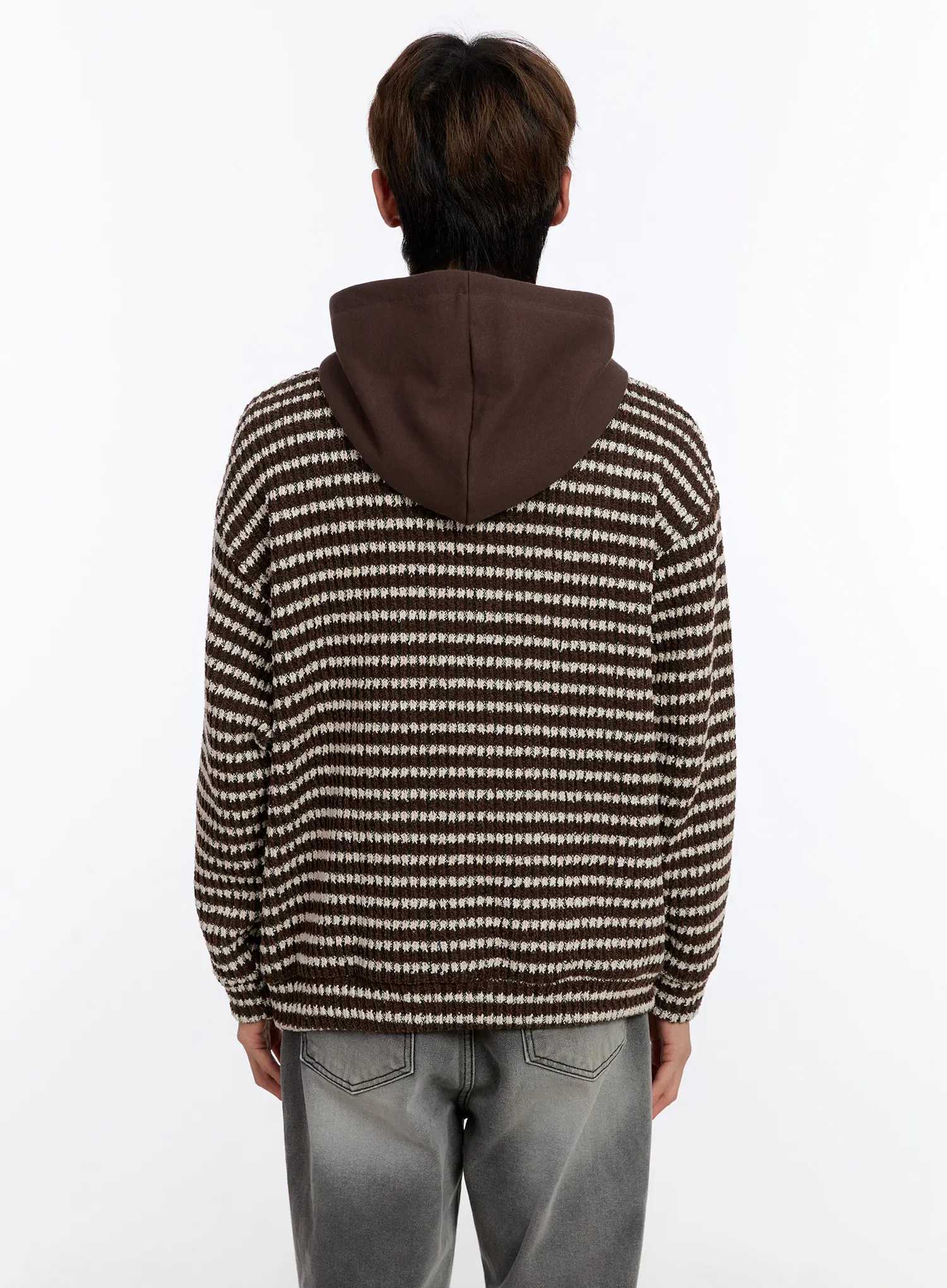 Men's Striped Knit Hoodie IN528 - Image 5