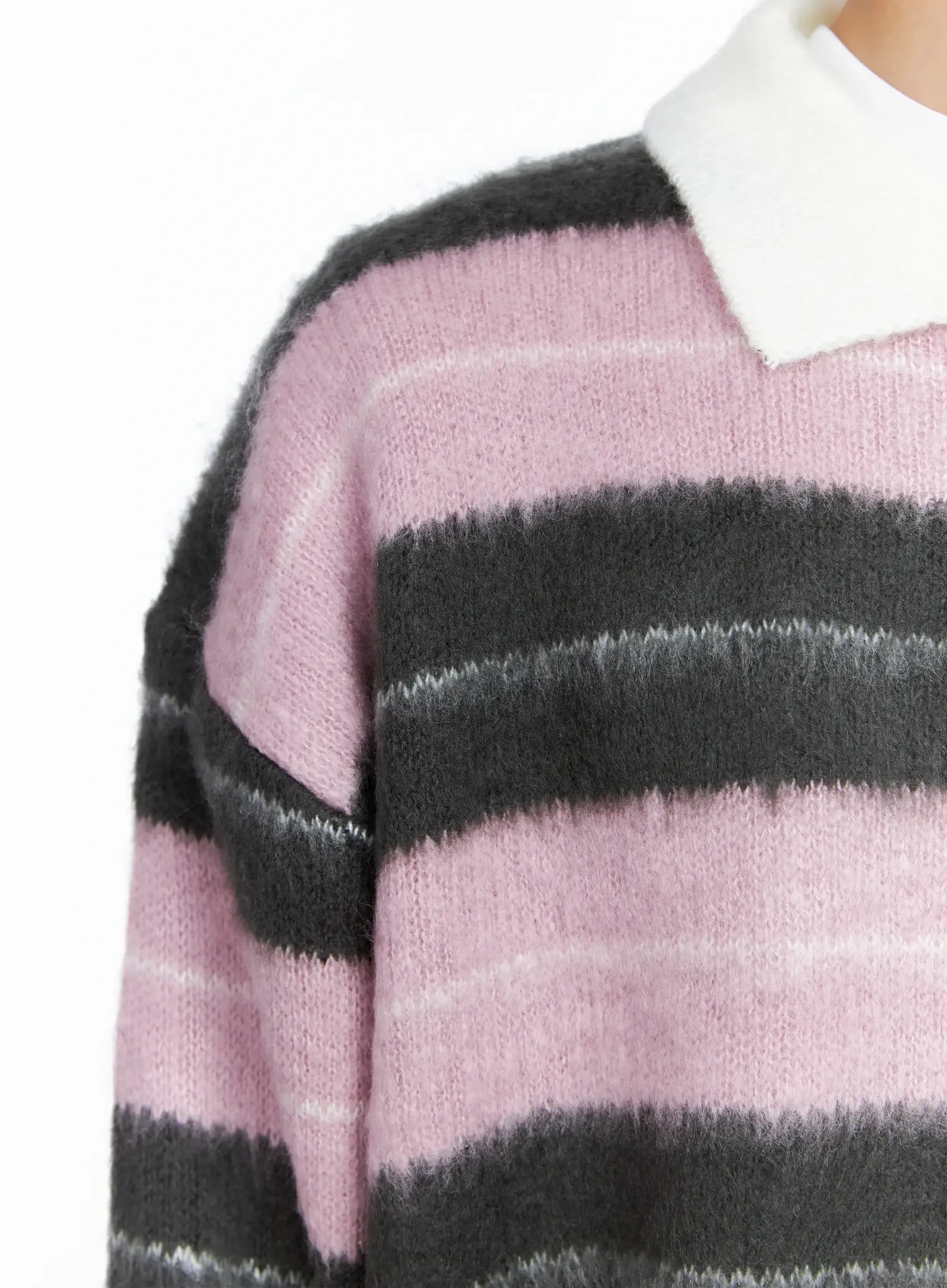 Men's Striped Knit Sweater (Light Pink) IS519 - Image 11