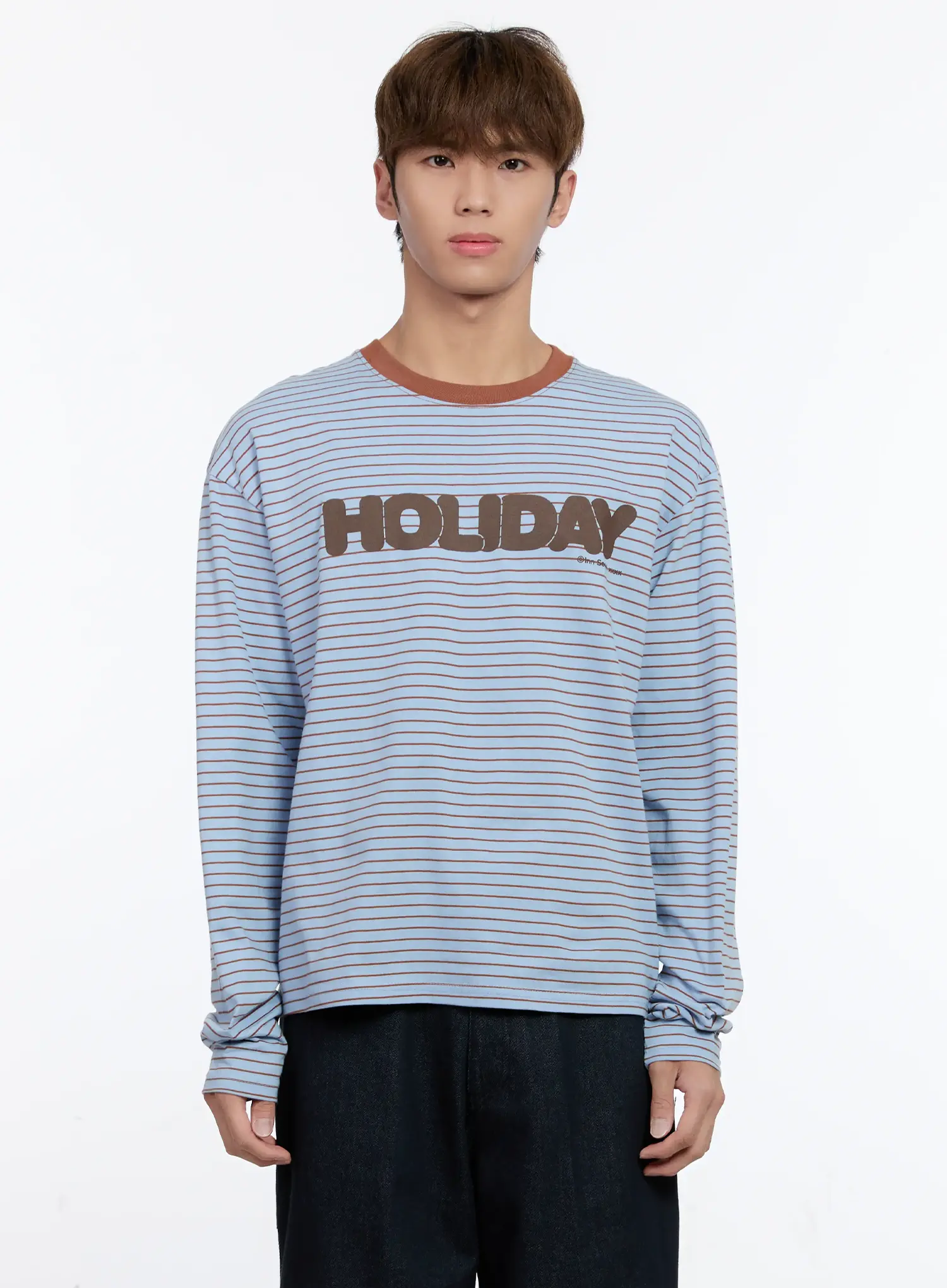 Men's Striped Lettering Long Sleeve Tee IN512 - Image 12