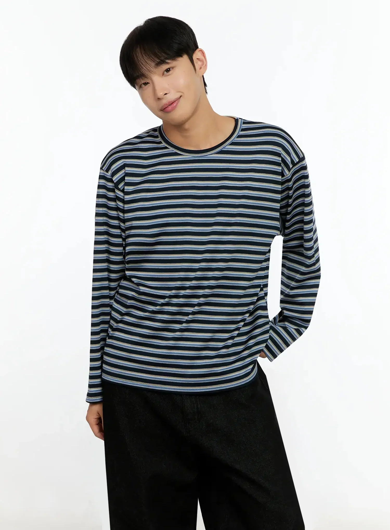 Men's Striped Long Sleeve Shirt IN525 - Image 10