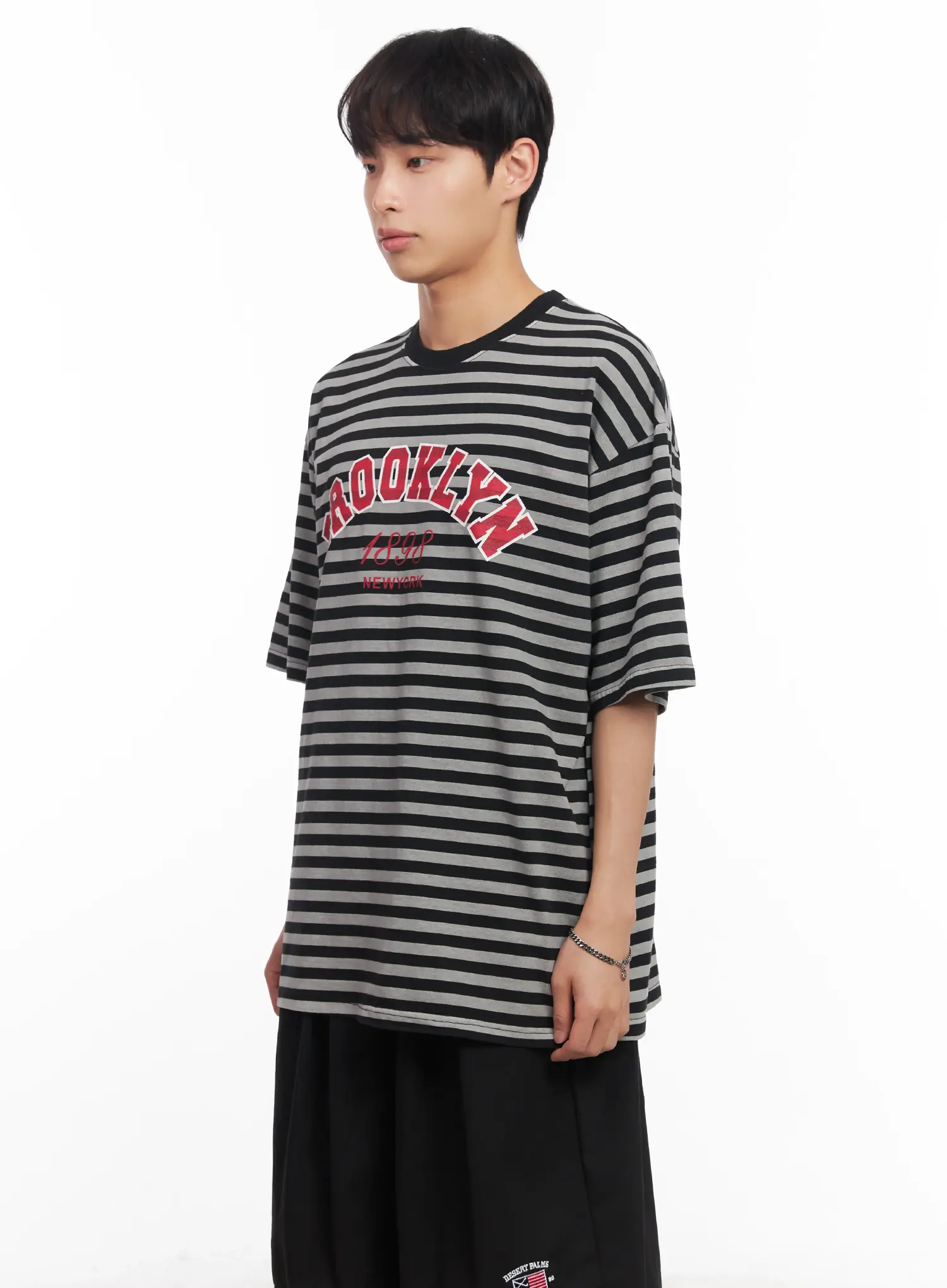Men's Striped Oversize Tee IU518 - Image 5