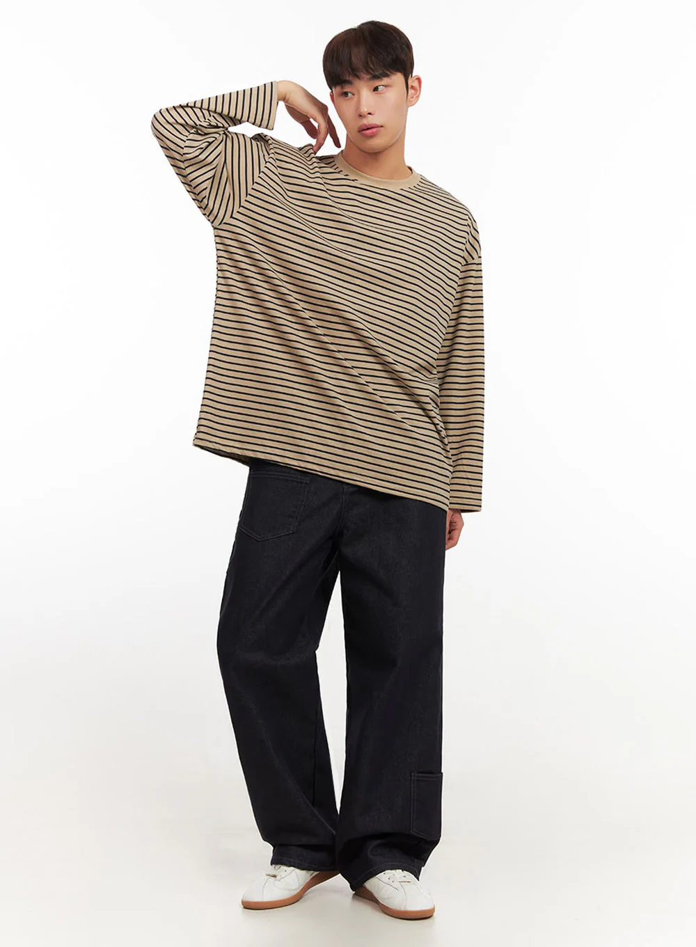 Men's Striped Oversized T-Shirt IF517 - Image 2