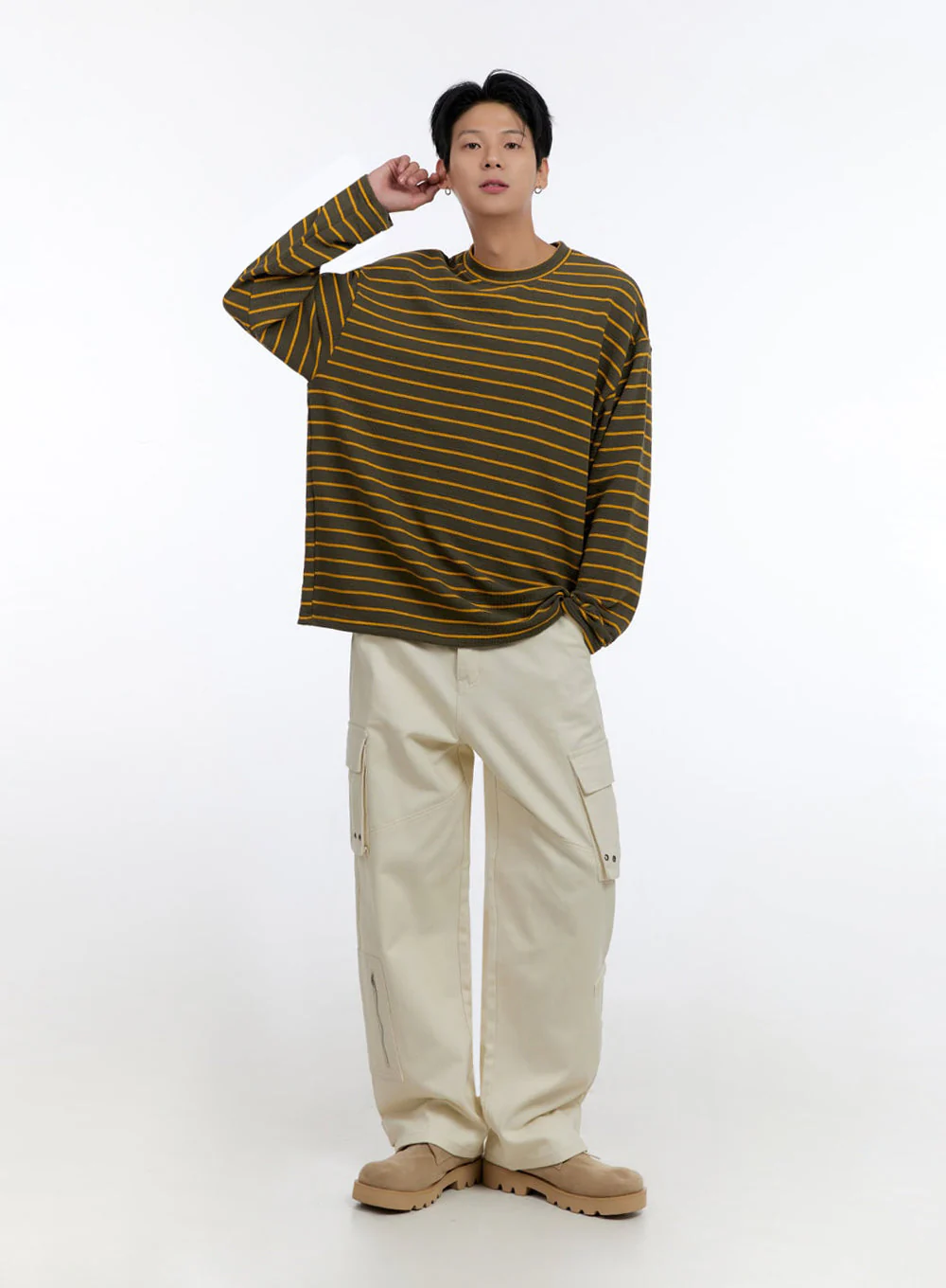 Men's Striped Round Neck Long Sleeve T-Shirt IO428 - Image 6