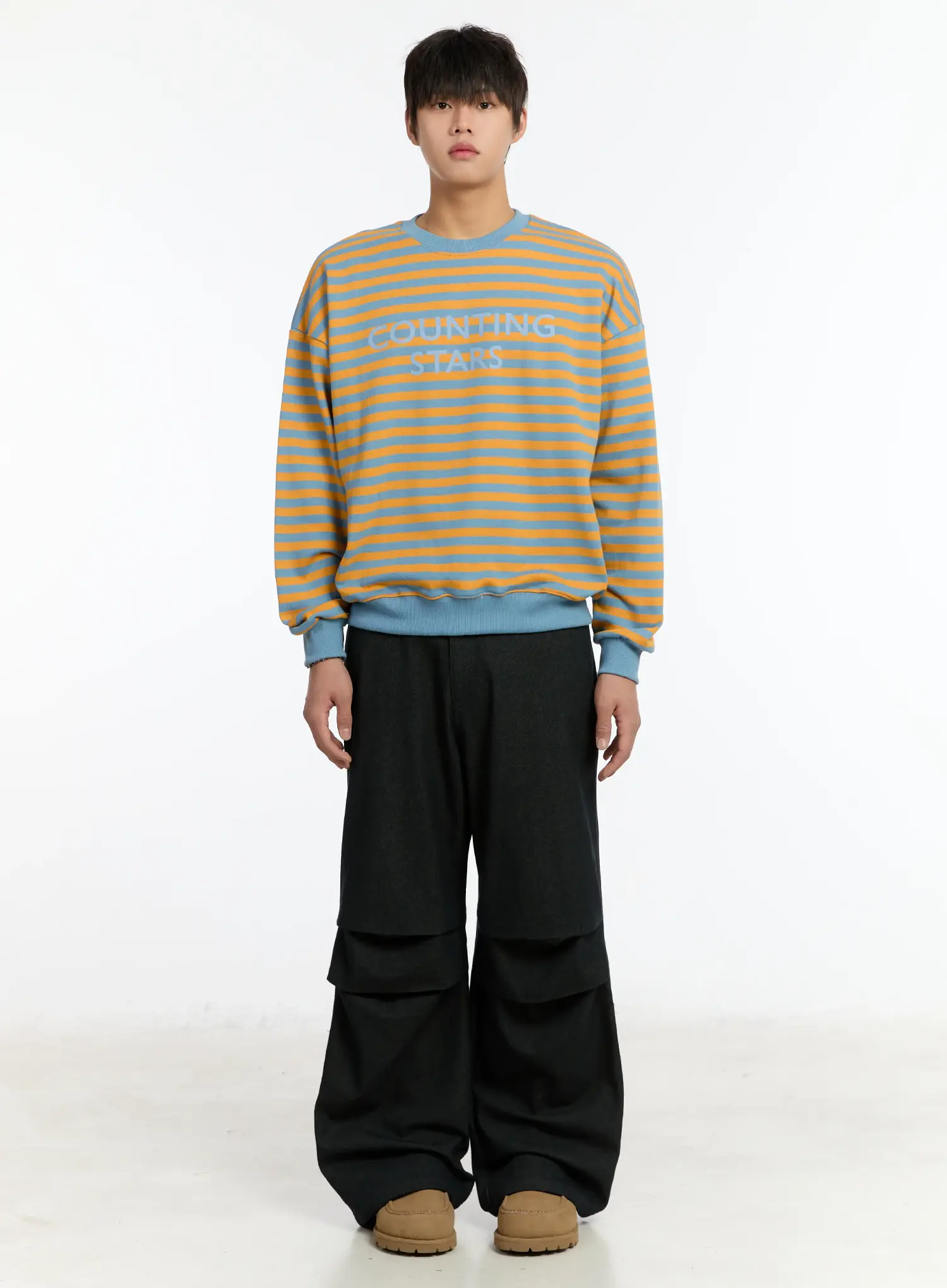 Men's Striped Sweatshirt (Light Blue) IM502 - Image 3