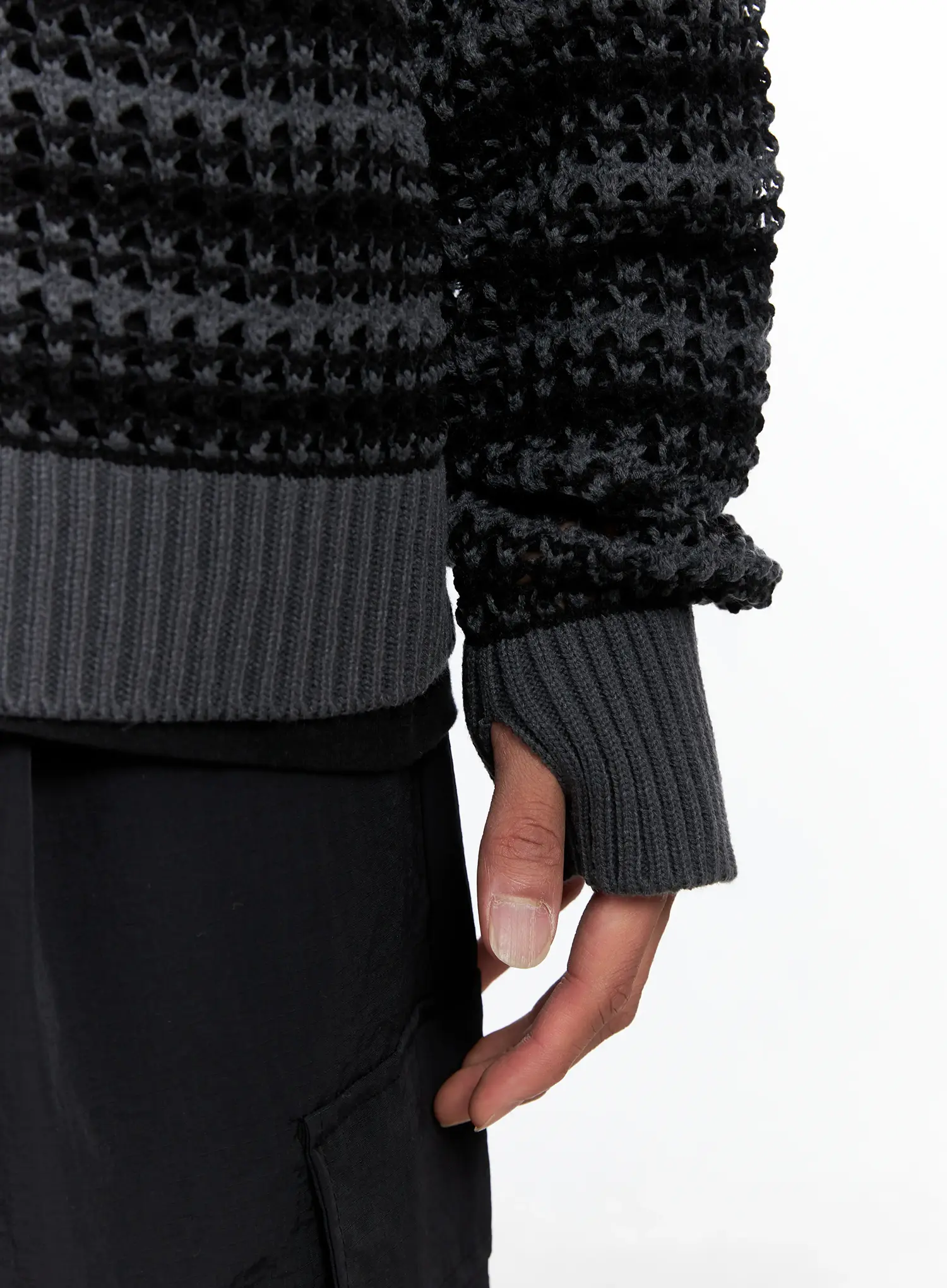 Men's Striped Textured Double Zip-Up Hoodie IO506 - Image 13