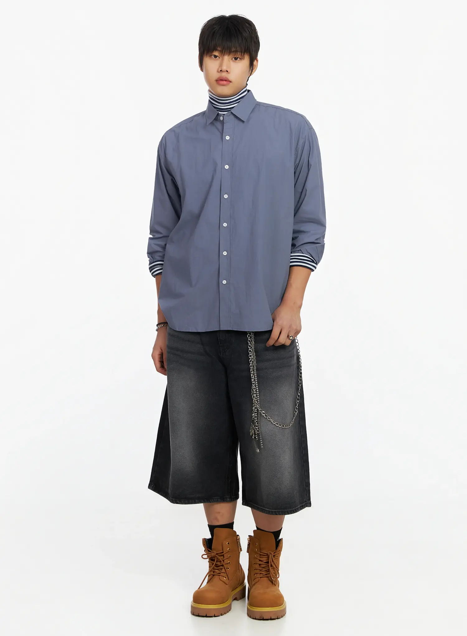 Men's Striped Turtleneck Tee IF504 - Image 11