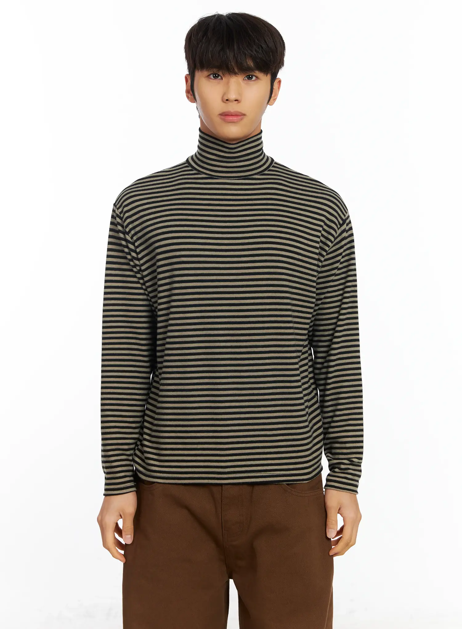 Men's Striped Turtleneck Tee IF504 - Image 16