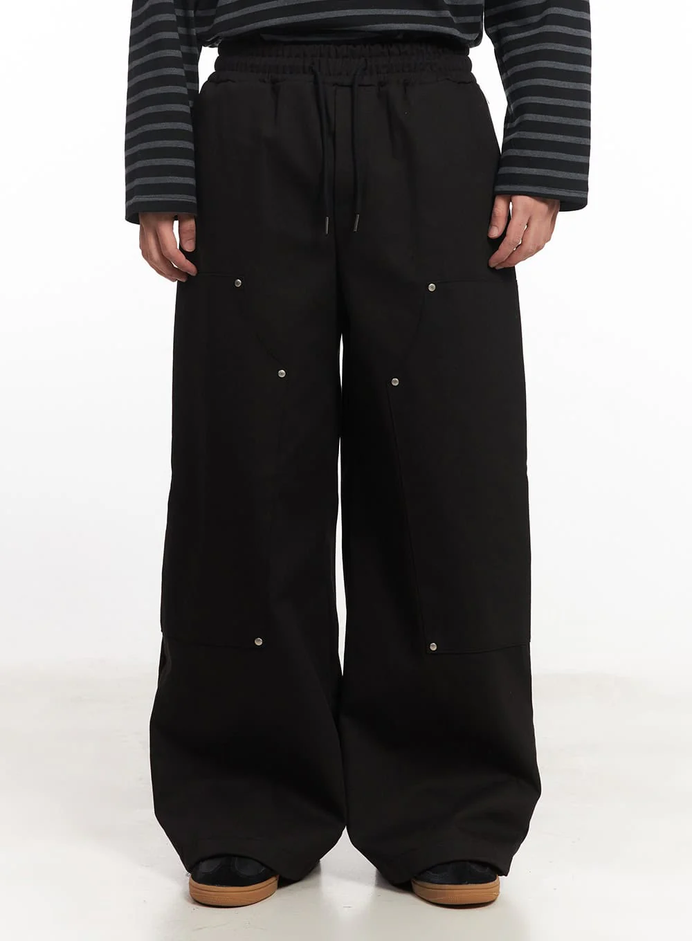 Men's Stud Cotton Wide-Leg Pants IM528 - Image 2