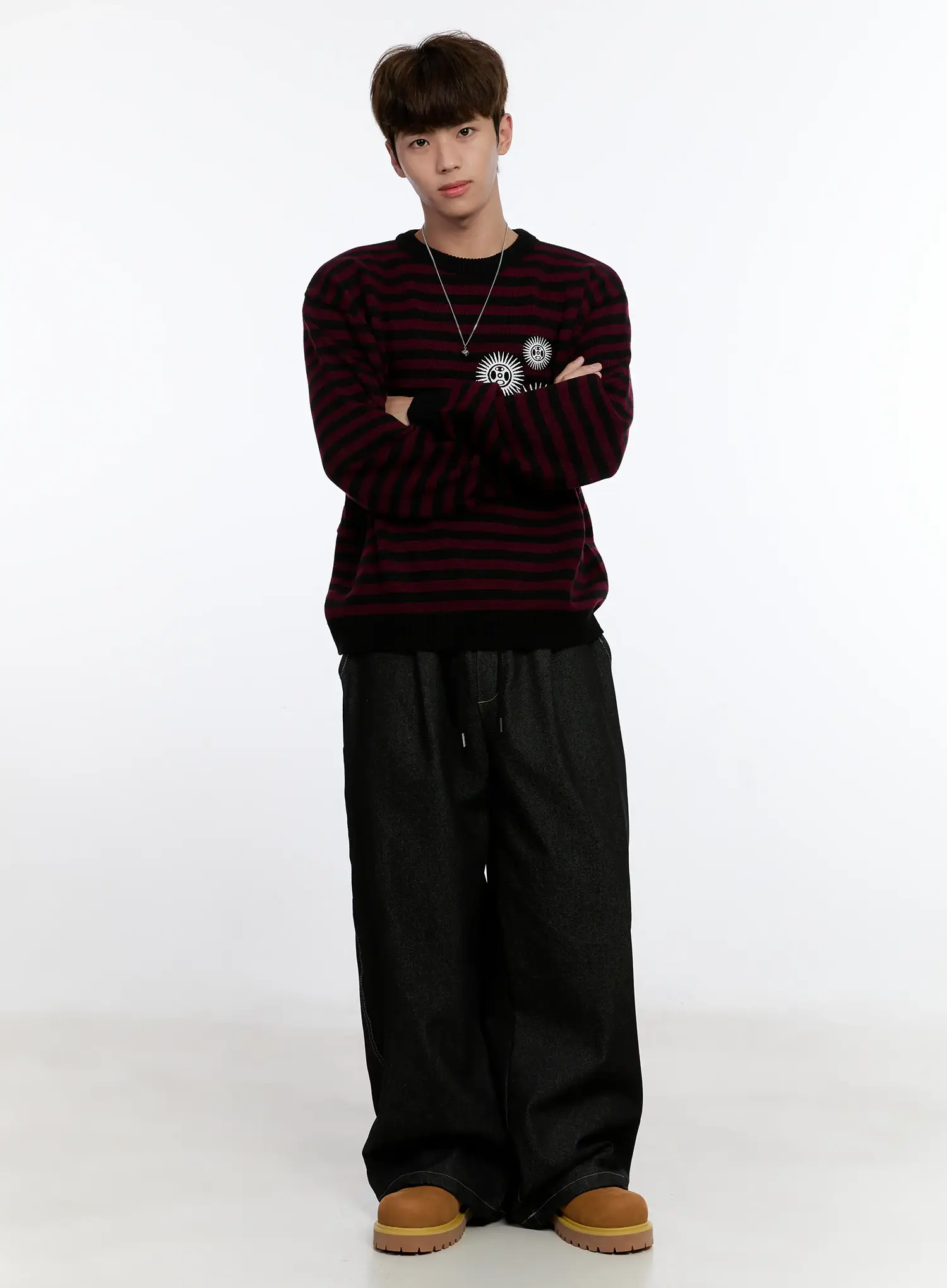 Men's Sunburst Striped Knit Sweater IS529 - Image 8