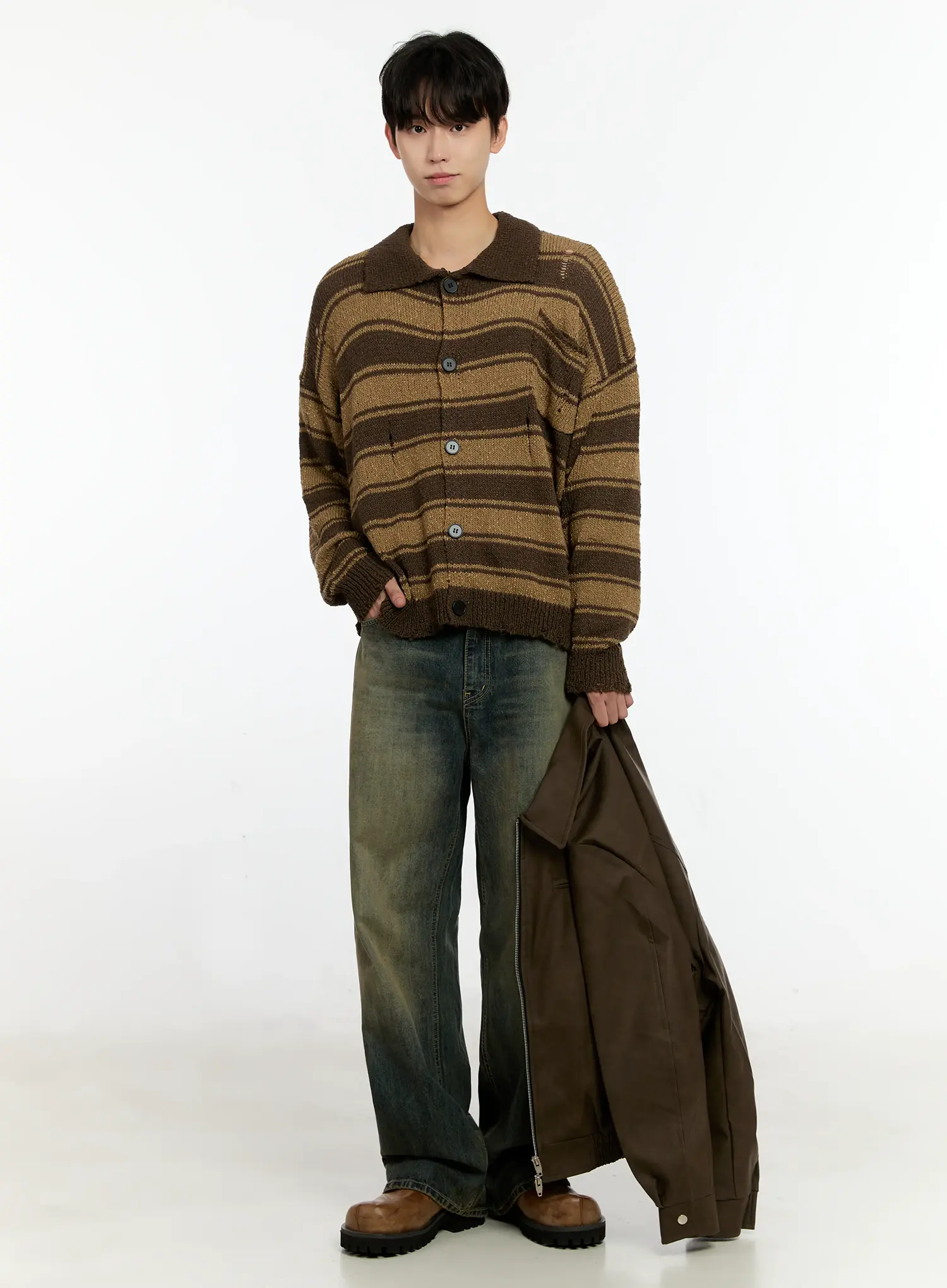 Men's Textured Faux Leather Jacket IN503 - Image 10