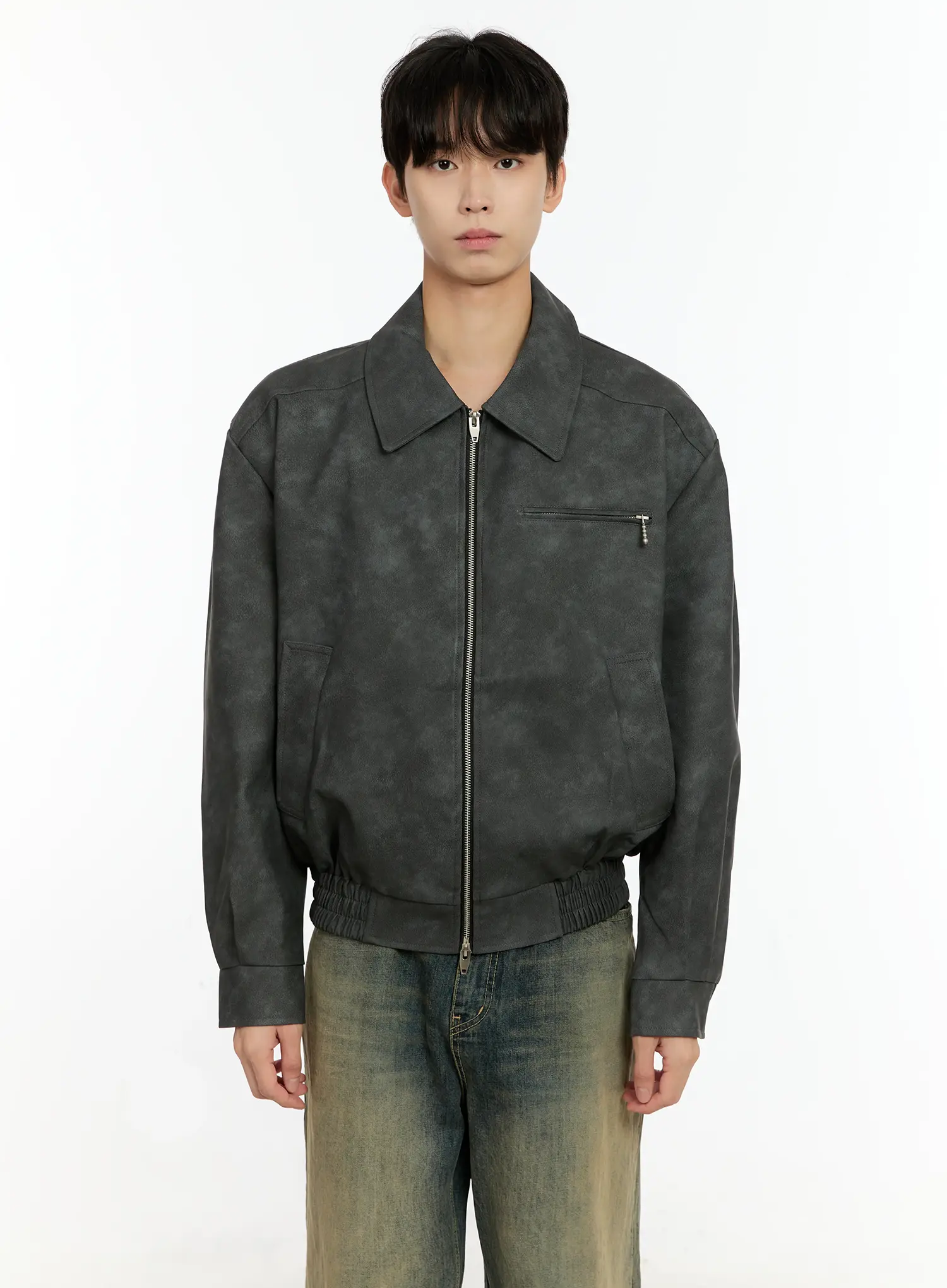Men's Textured Faux Leather Jacket IN503 - Image 15