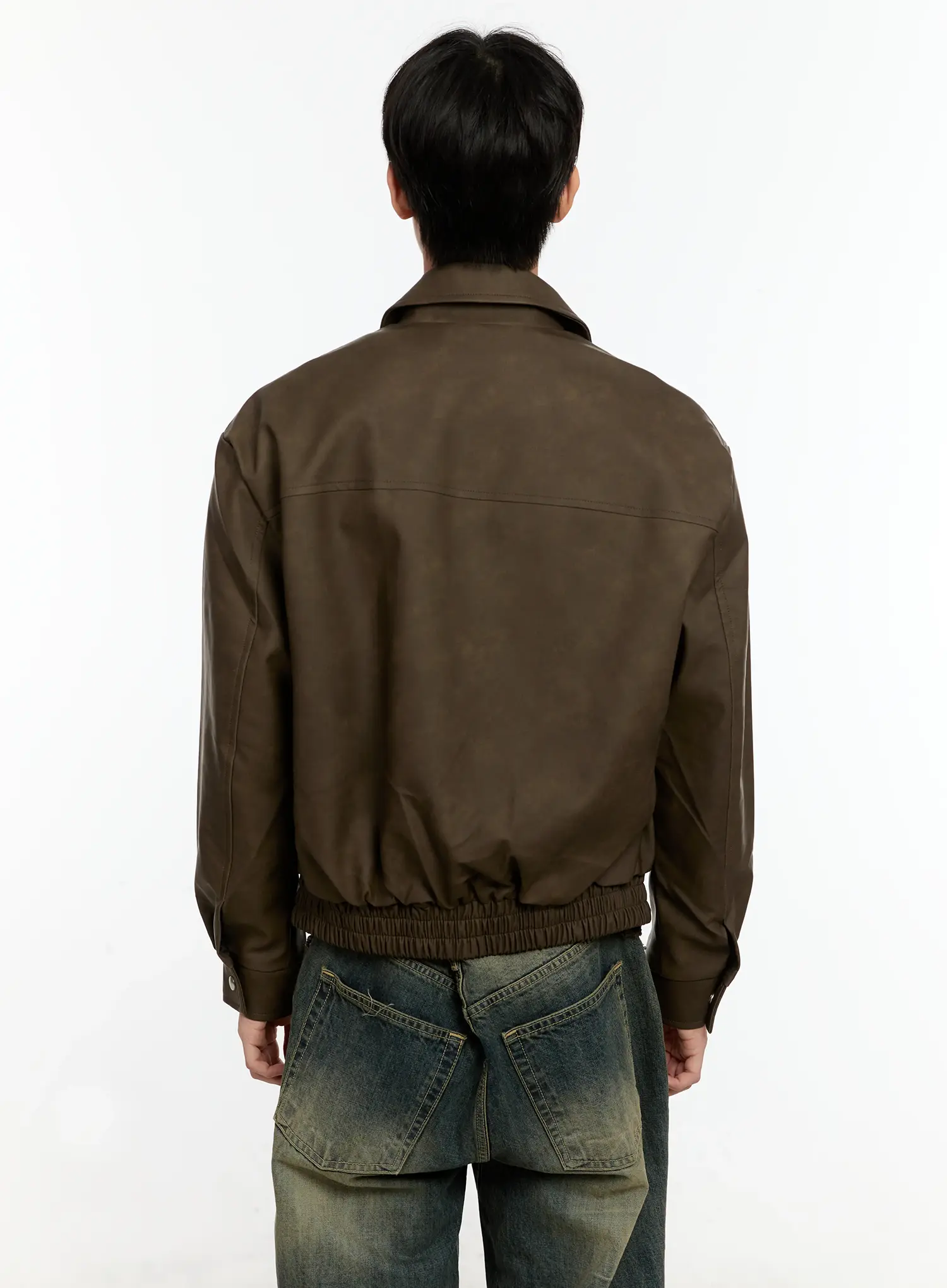 Men's Textured Faux Leather Jacket IN503 - Image 5
