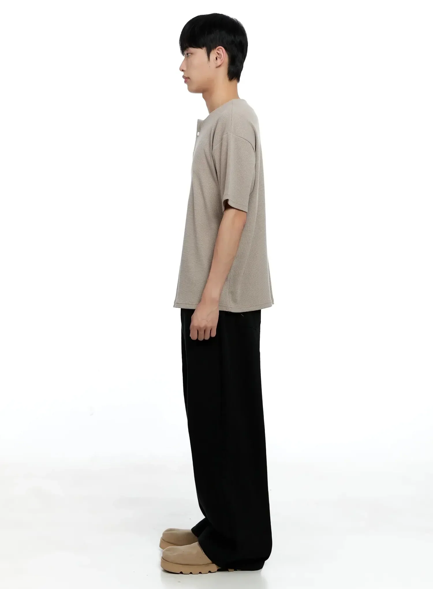 Men's Textured Henley T-shirt IG520 - Image 13