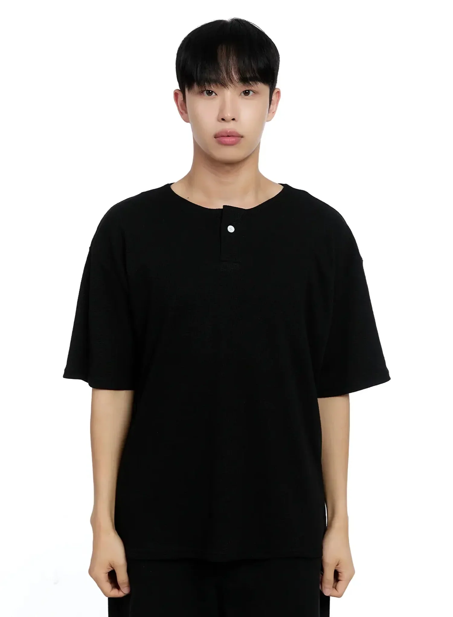 Men's Textured Henley T-shirt IG520 - Image 19