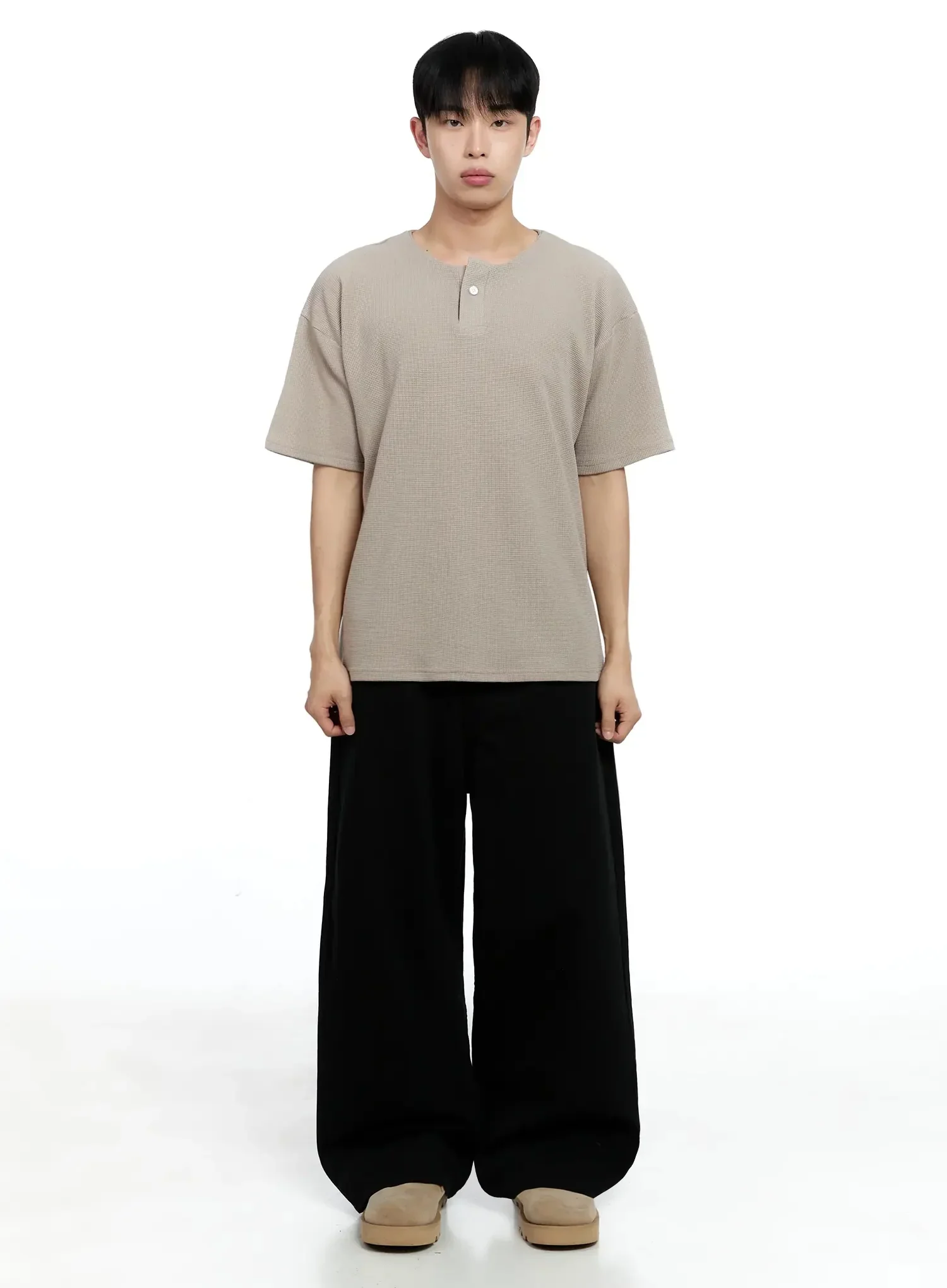 Men's Textured Henley T-shirt IG520 - Image 6