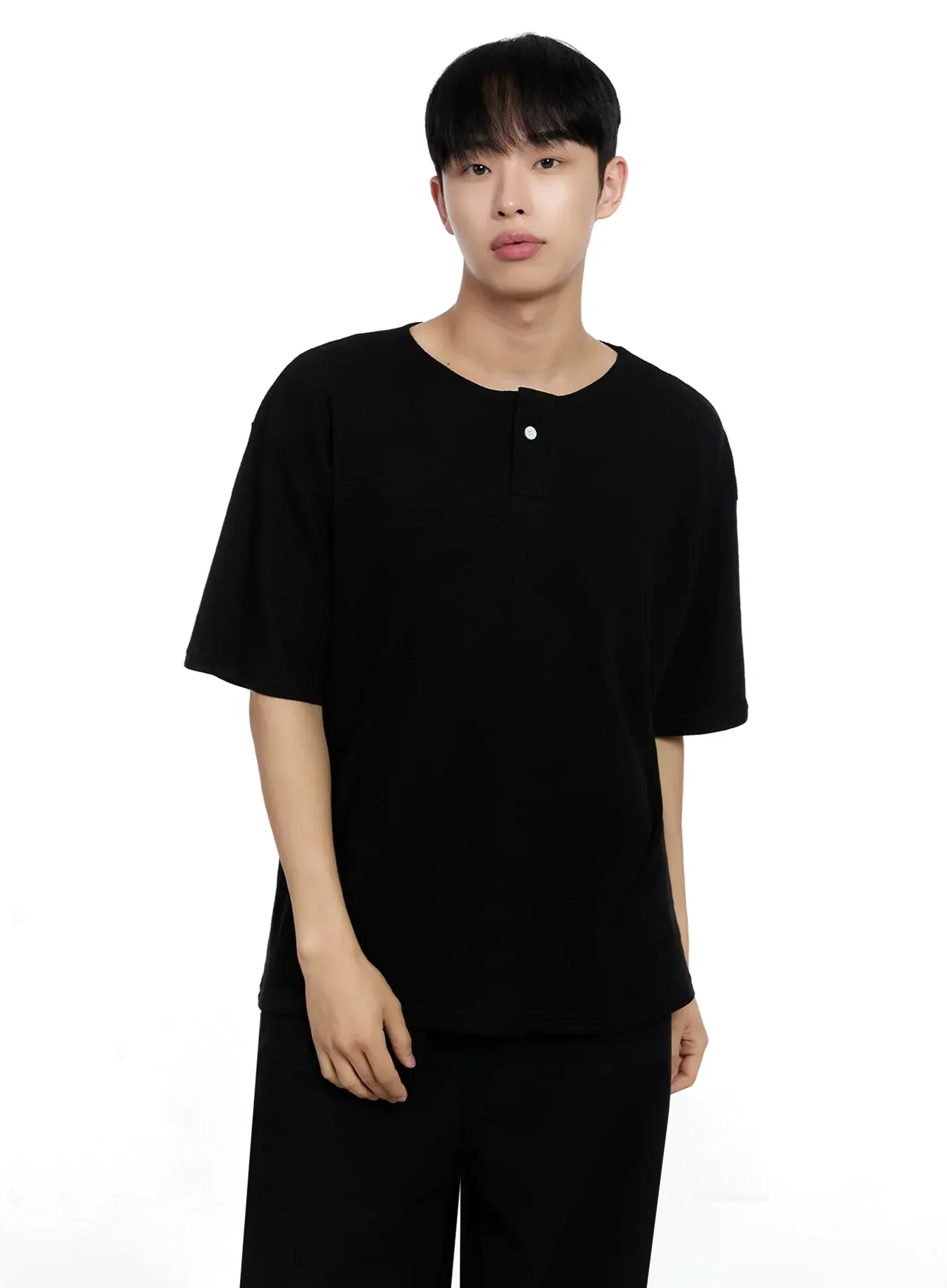 Men's Textured Henley T-shirt IG520 - Image 8