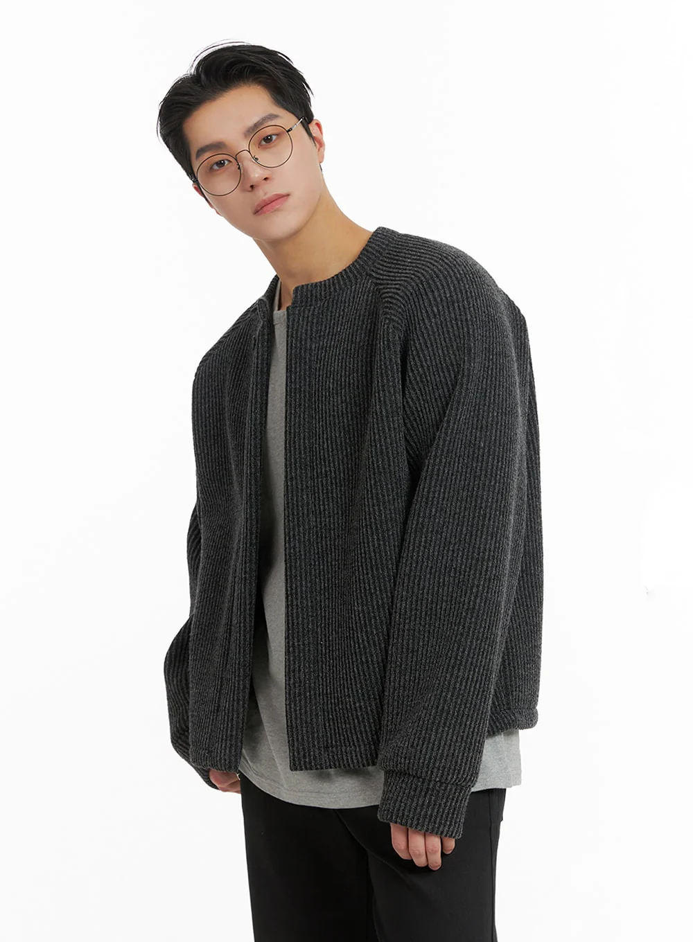 Men's Textured Knit Cardigan IA401 - Image 4