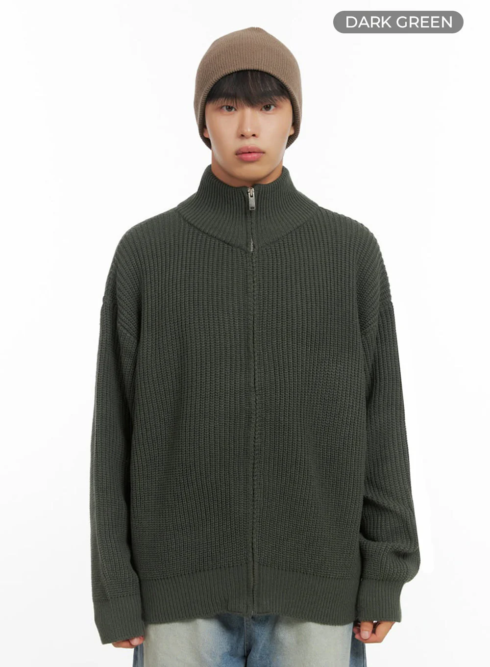 Men's Turtle Neck Cable Zip-Up Knit IO420 - Image 15