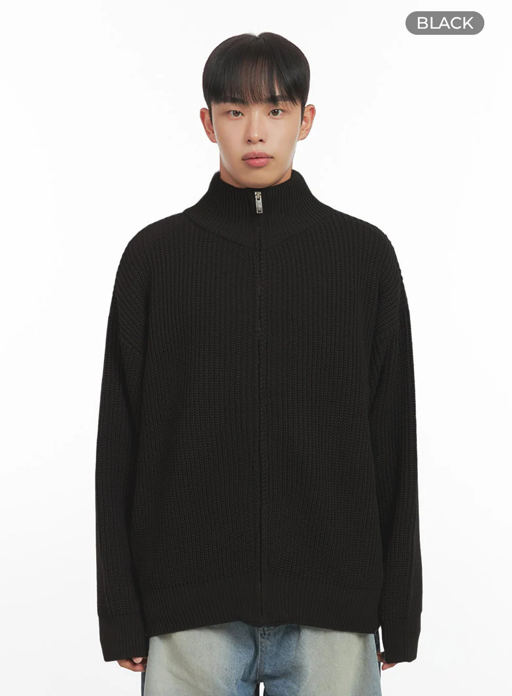 Men's Turtle Neck Cable Zip-Up Knit IO420 - Image 16