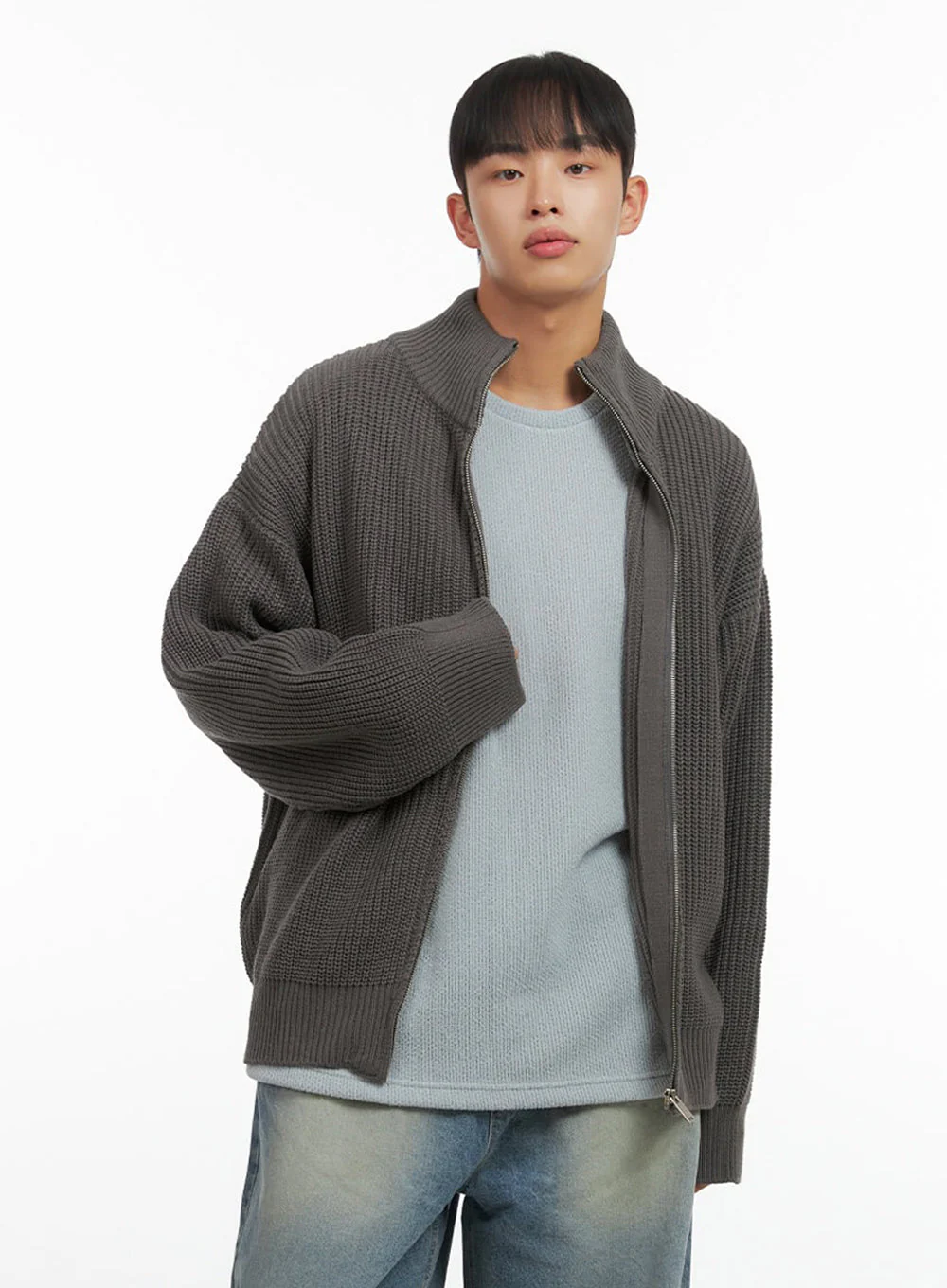Men's Turtle Neck Cable Zip-Up Knit IO420 - Image 6