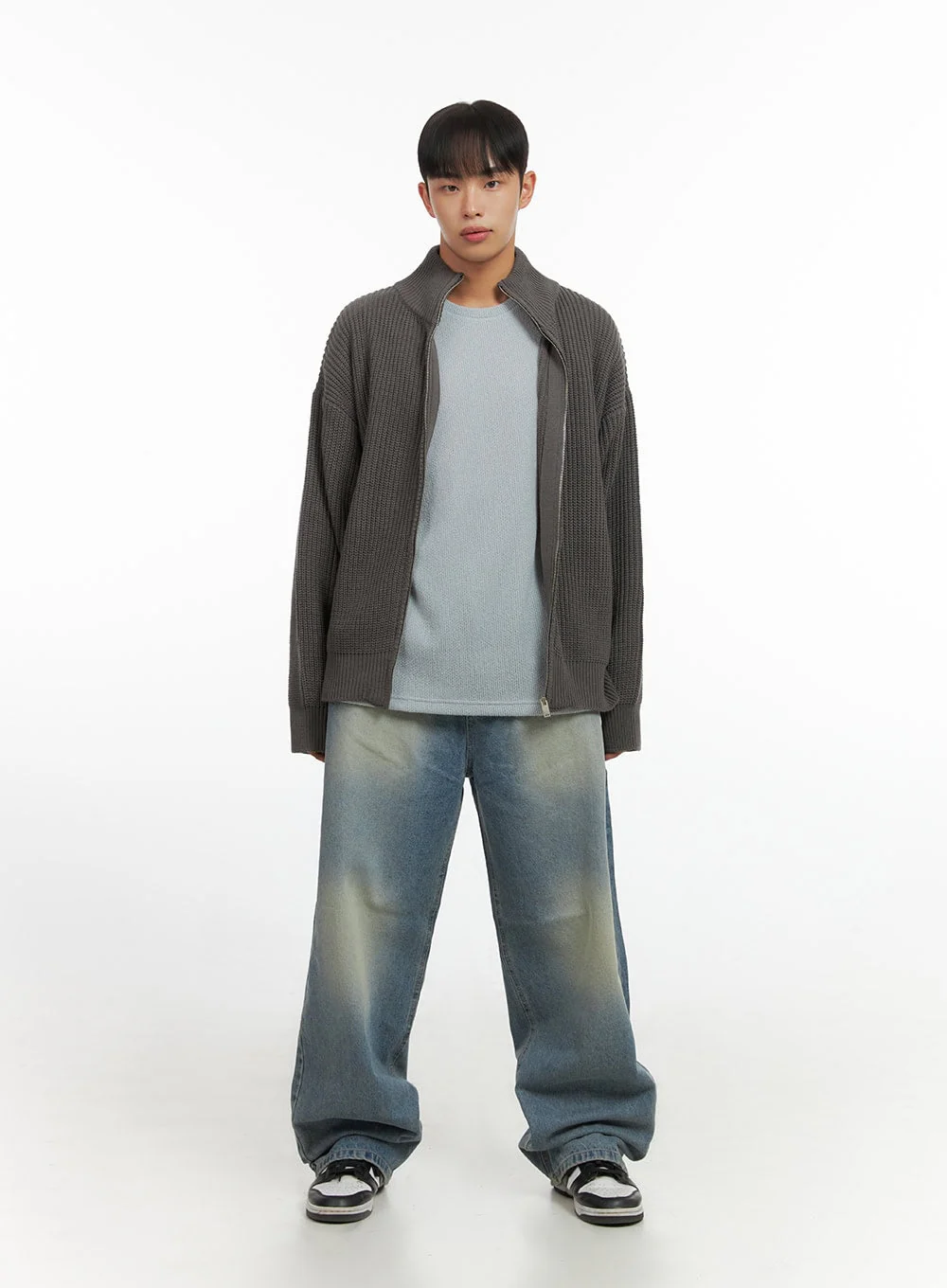 Men's Turtle Neck Cable Zip-Up Knit IO420 - Image 7