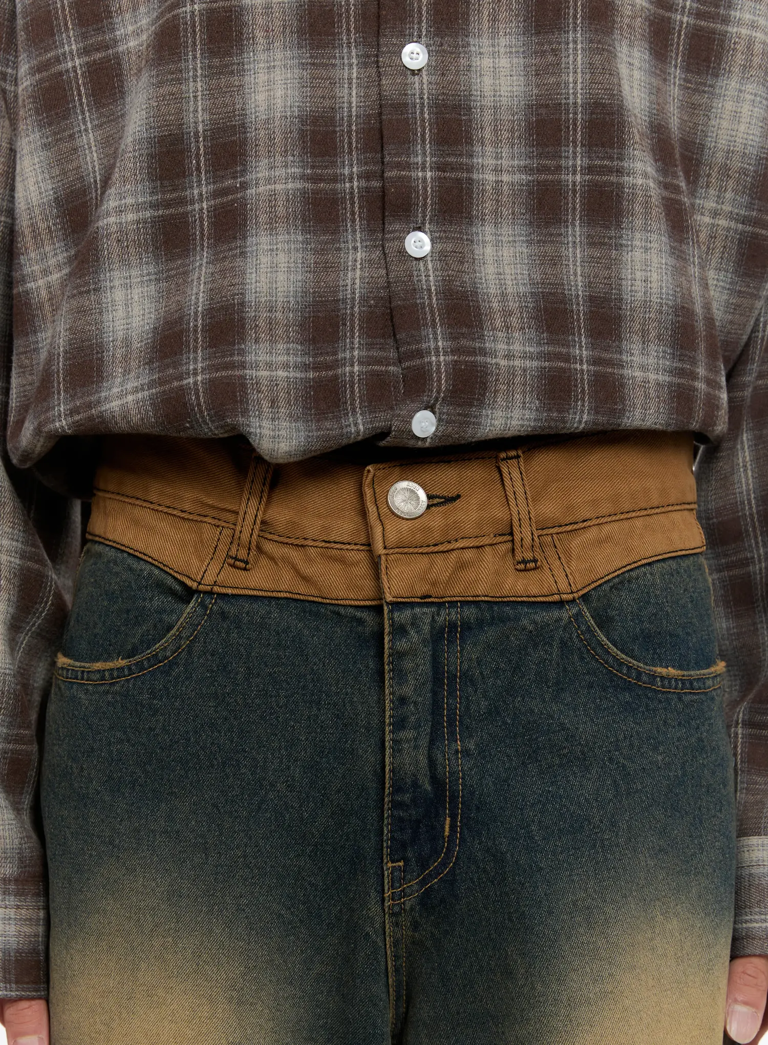 Men's Two-Tone Flare Jeans IN512 - Image 5