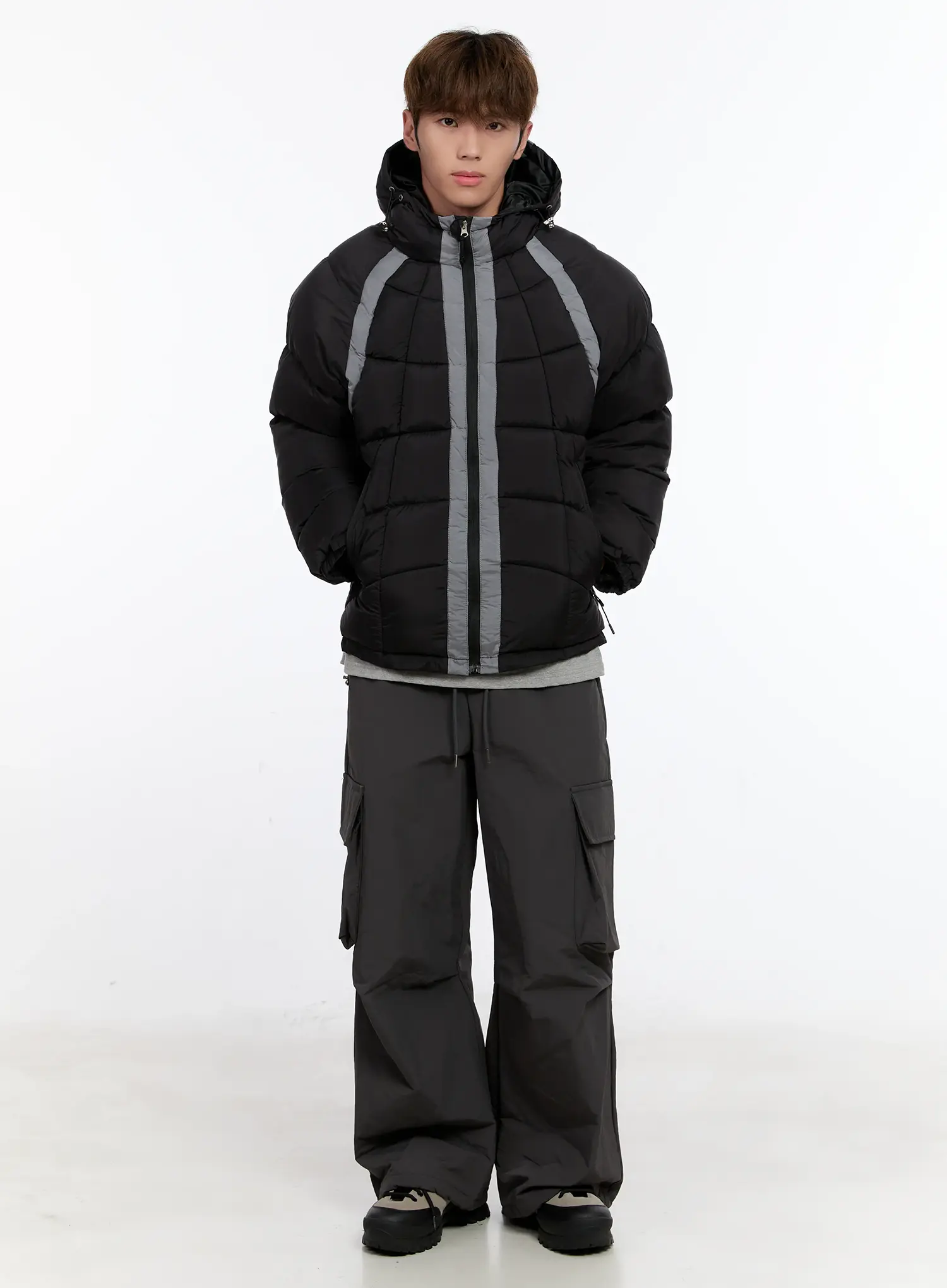 Men's Two-Tone Puffer Jacket IN512 - Image 2