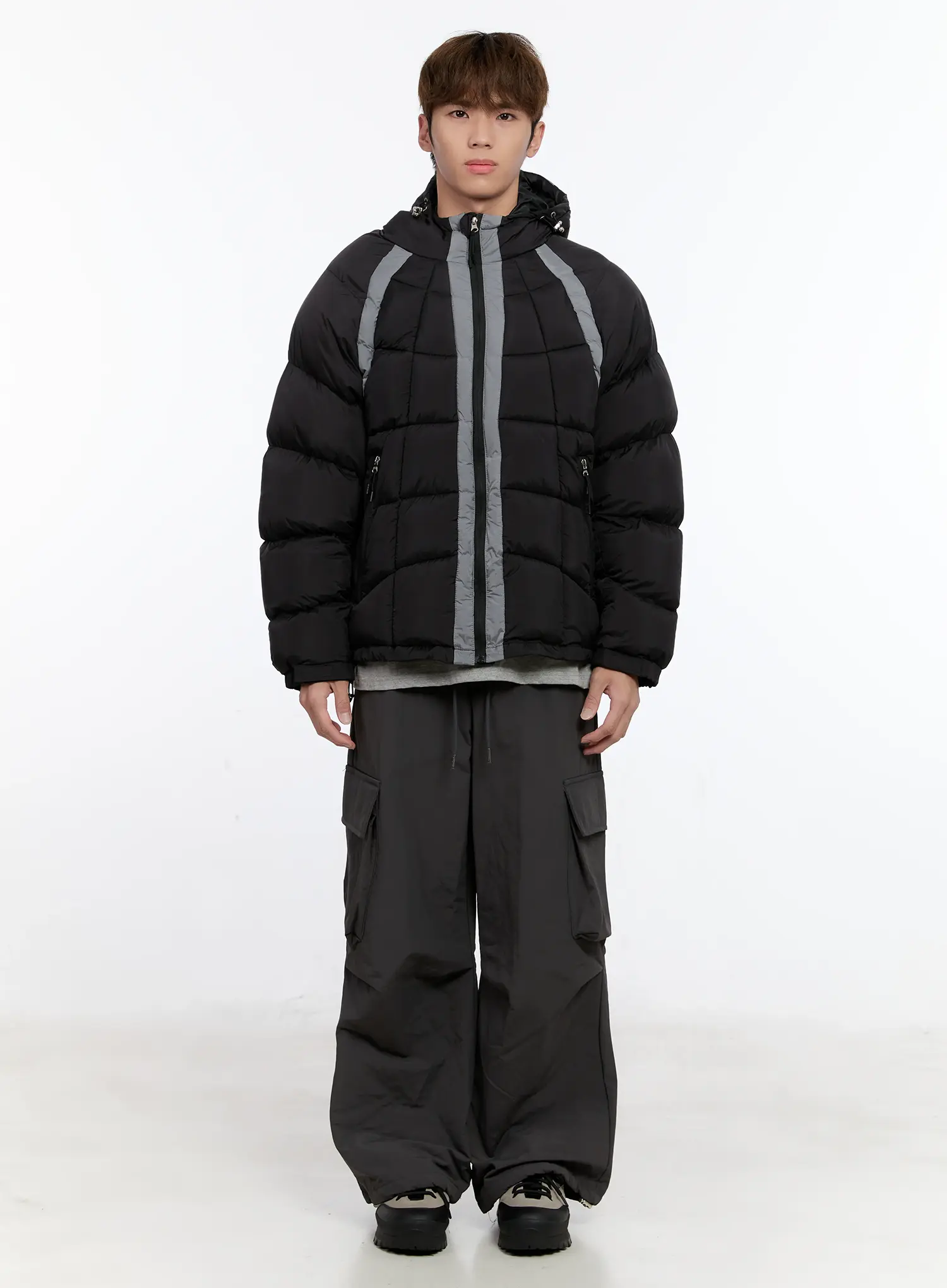 Men's Two-Tone Puffer Jacket IN512 - Image 3