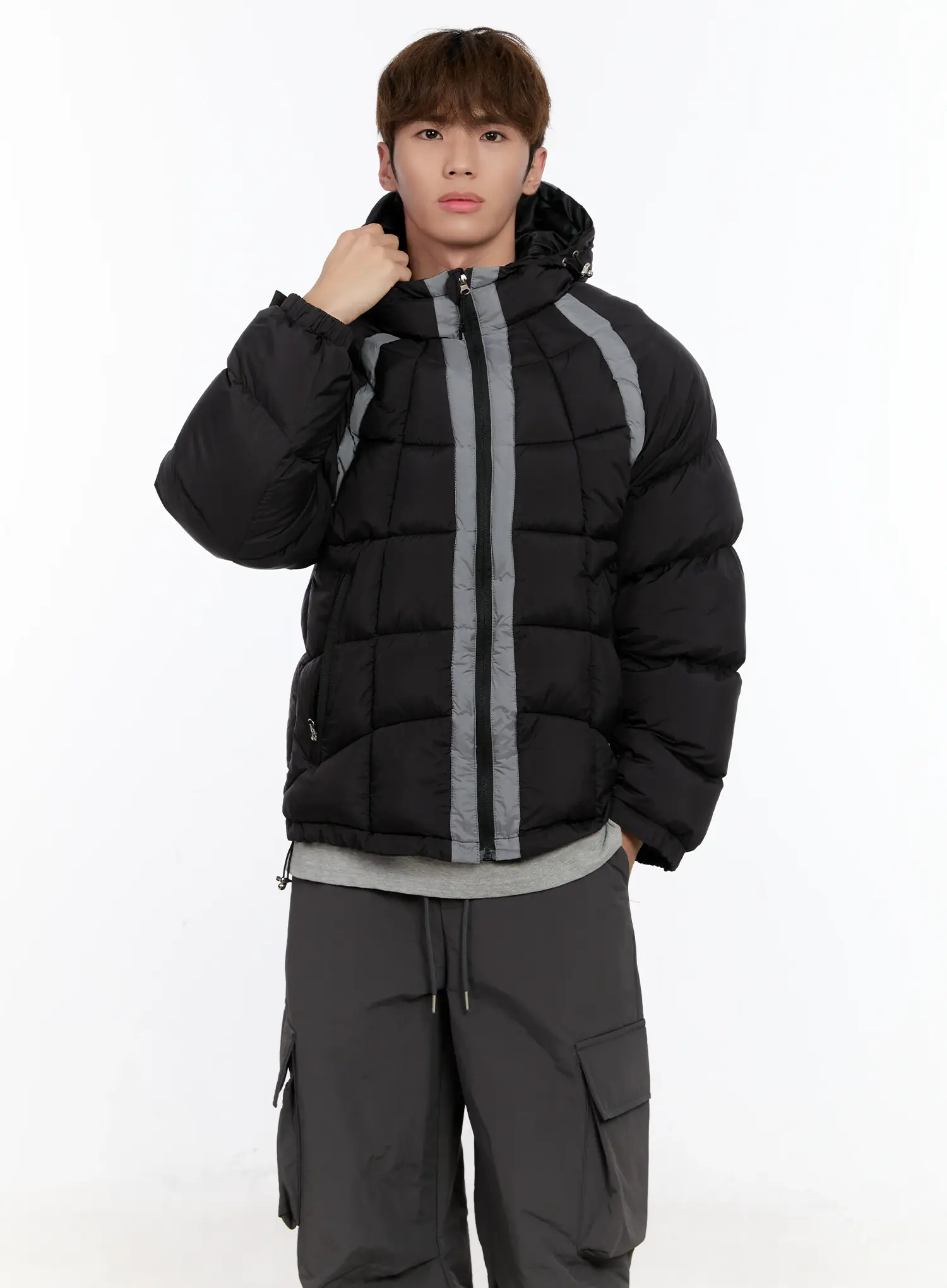 Men's Two-Tone Puffer Jacket IN512 - Image 6