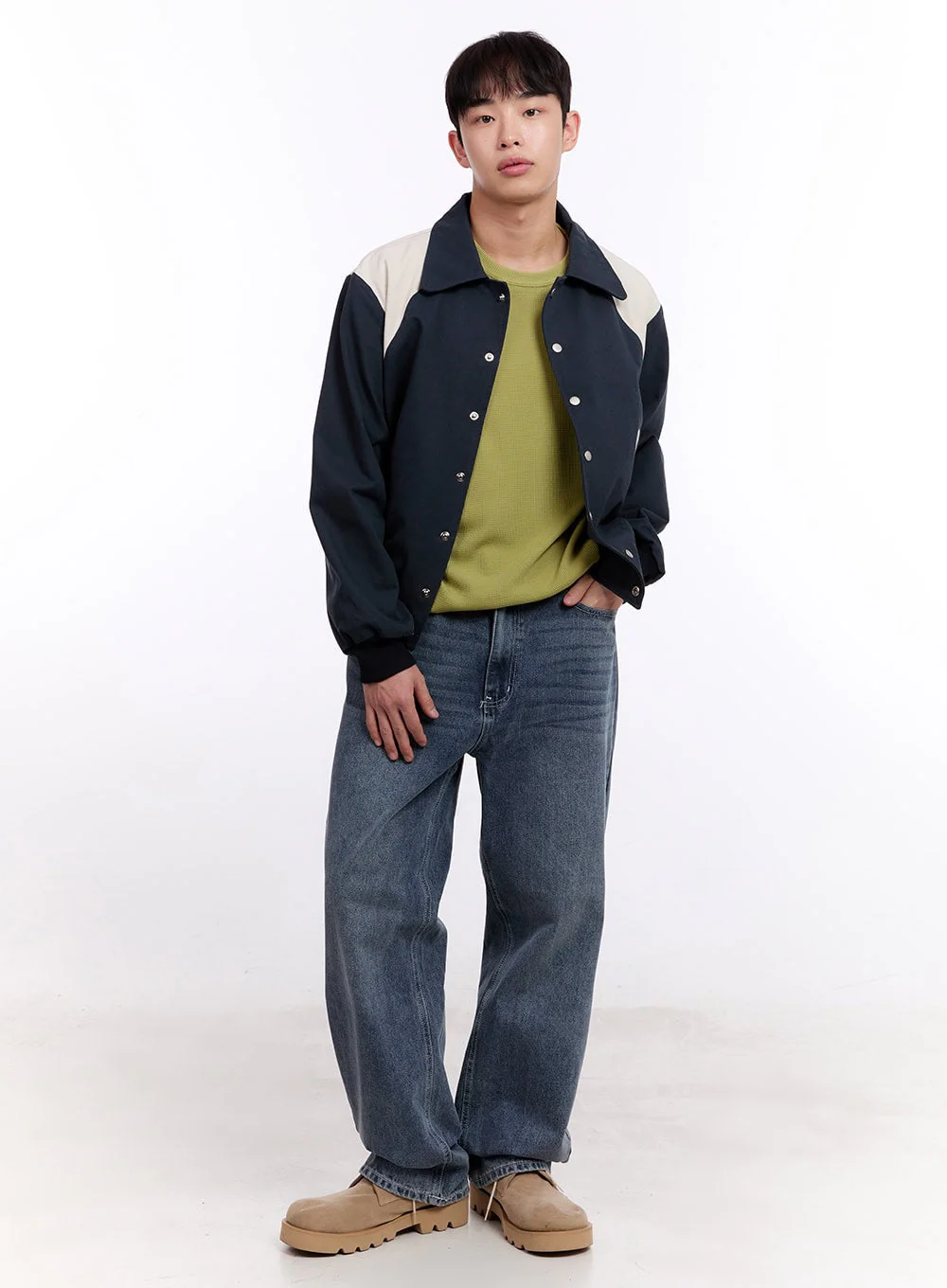 Men's Two-Tone Varsity Jacket IM512 - Image 2