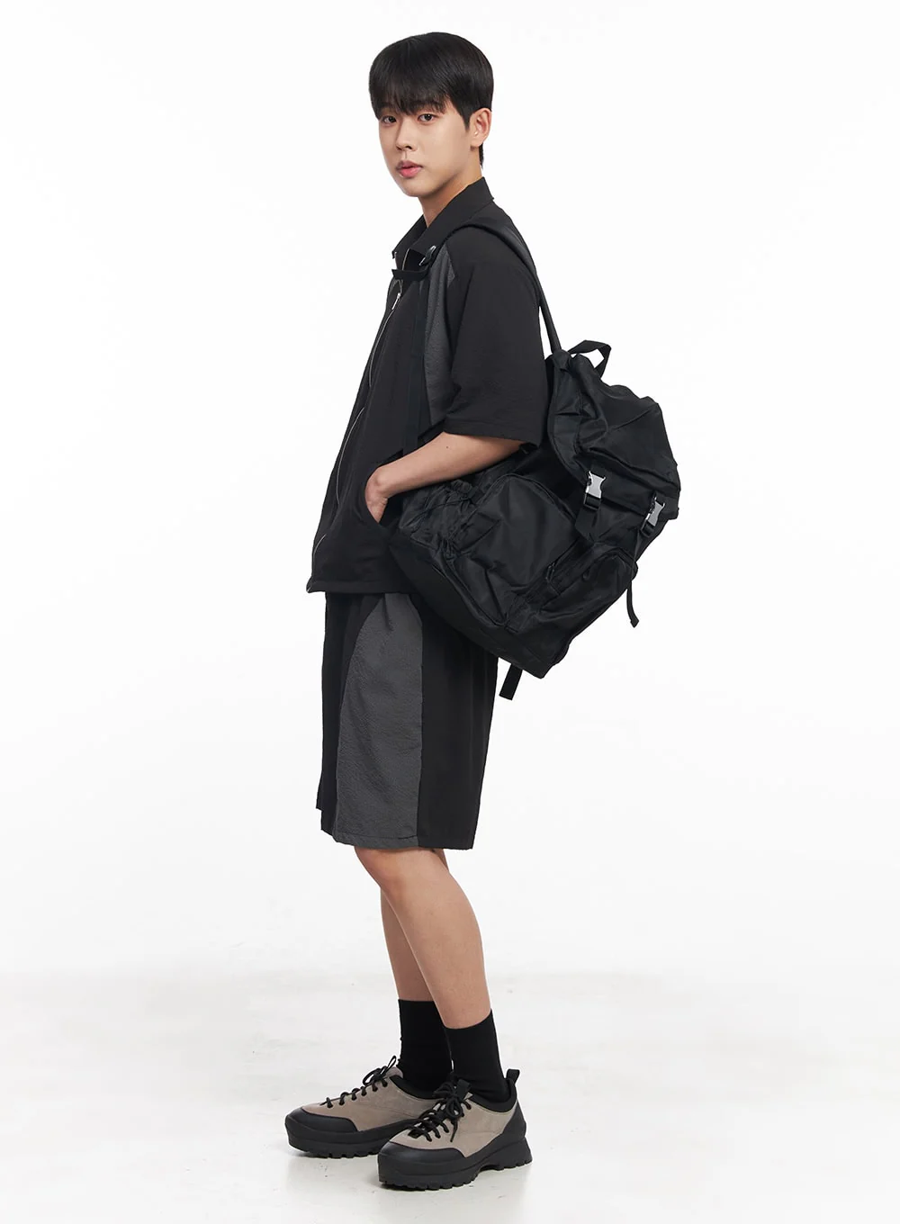Men's Two-Tone Wide-Leg Shorts IY520 - Image 12