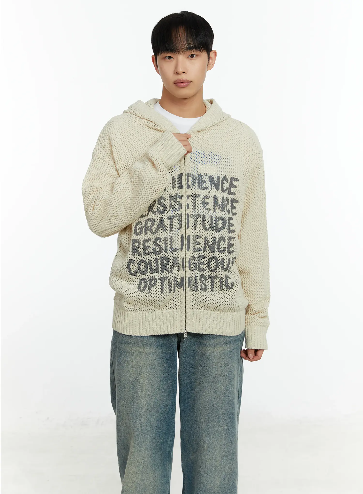 Men's Two-Way Hooded Zip-Up Sweater IF510