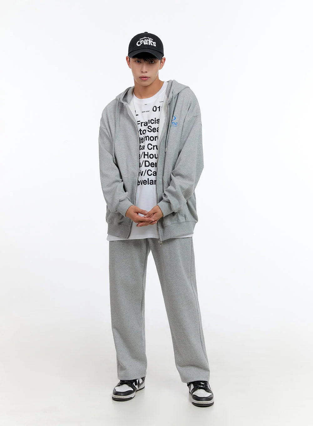 Men's Two-Way Zip-Up Lettered Hoodie (Gray) IS413 - Image 2