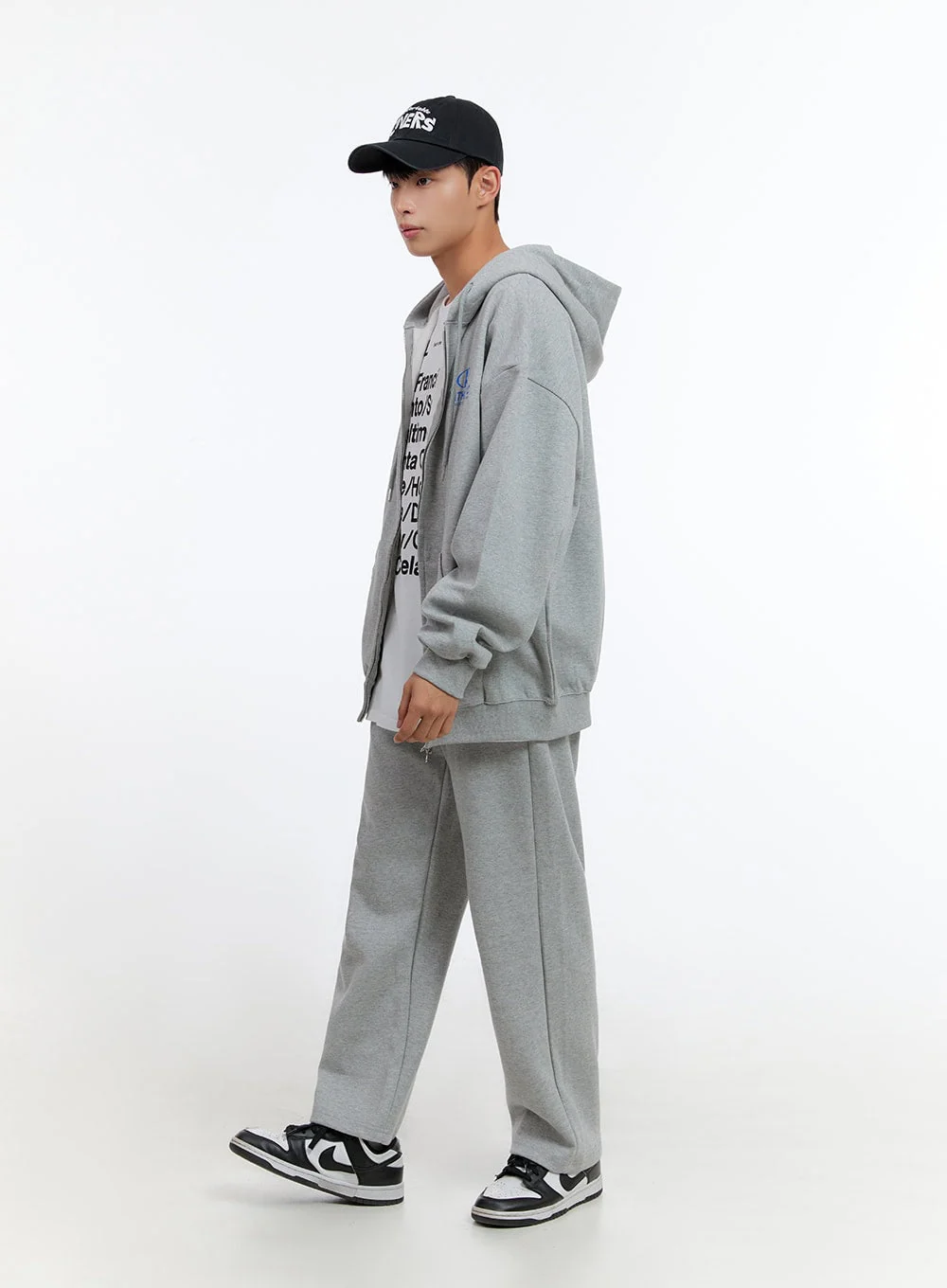 Men's Two-Way Zip-Up Lettered Hoodie (Gray) IS413 - Image 7